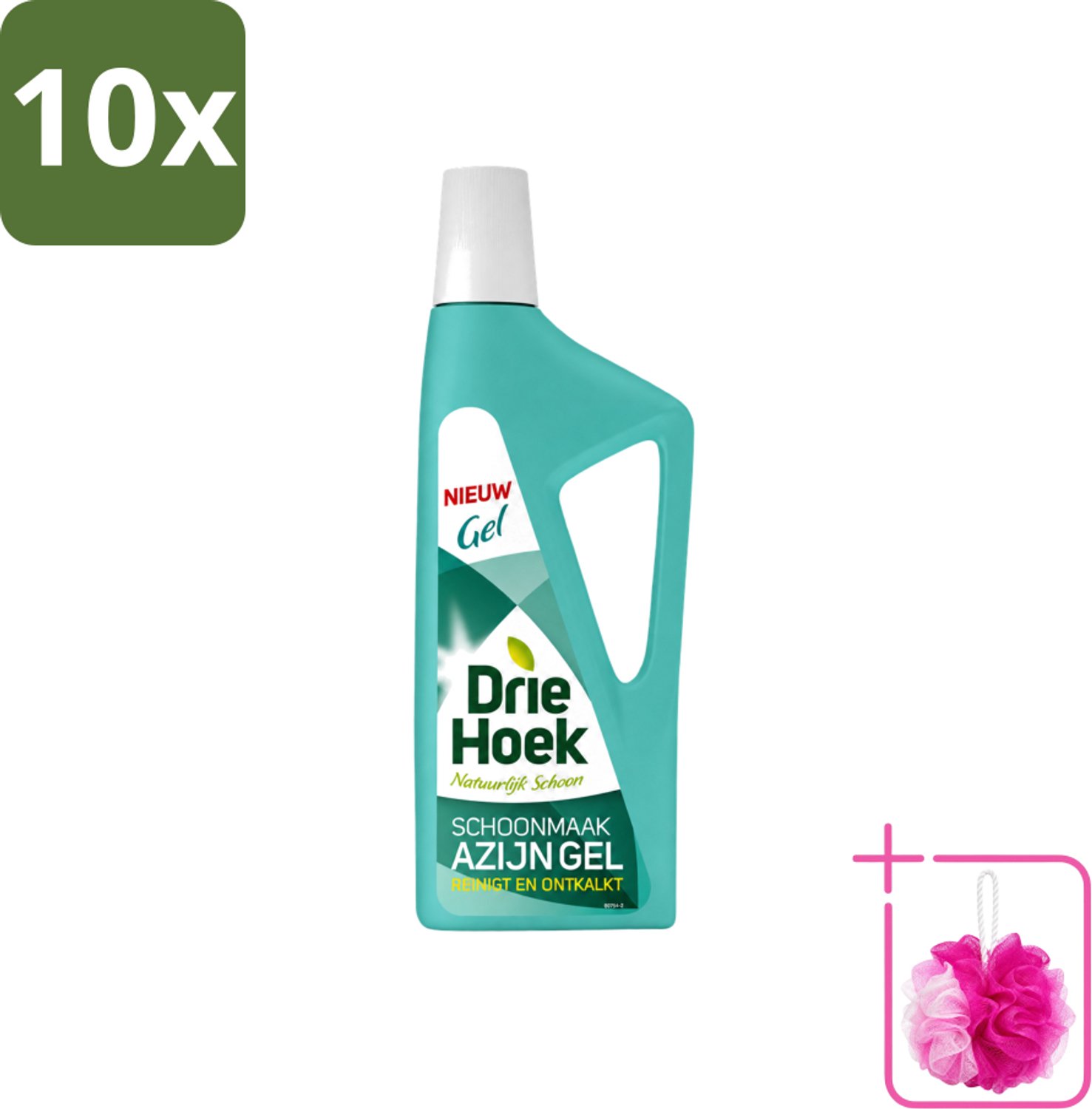 10 x Driehoek – Azijngel – 725 ml - Bulkverpakking - Ontkalken - Douchemop - Kalkaanslag