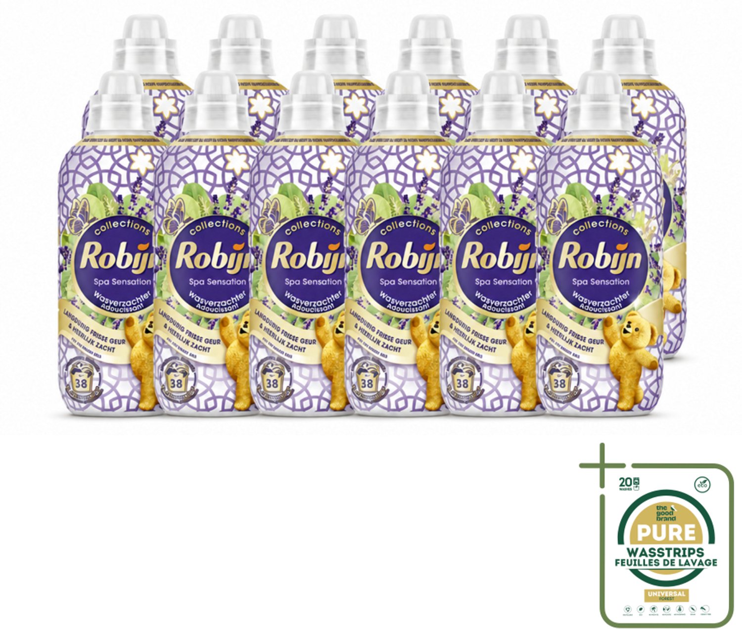 12 x Robijn – Wasverzachter – Intense Spa Sensation – 765 ml - Wasstrips - Wasverzachter - Eucalyptus - Lavendel - Frisheid - Wellness
