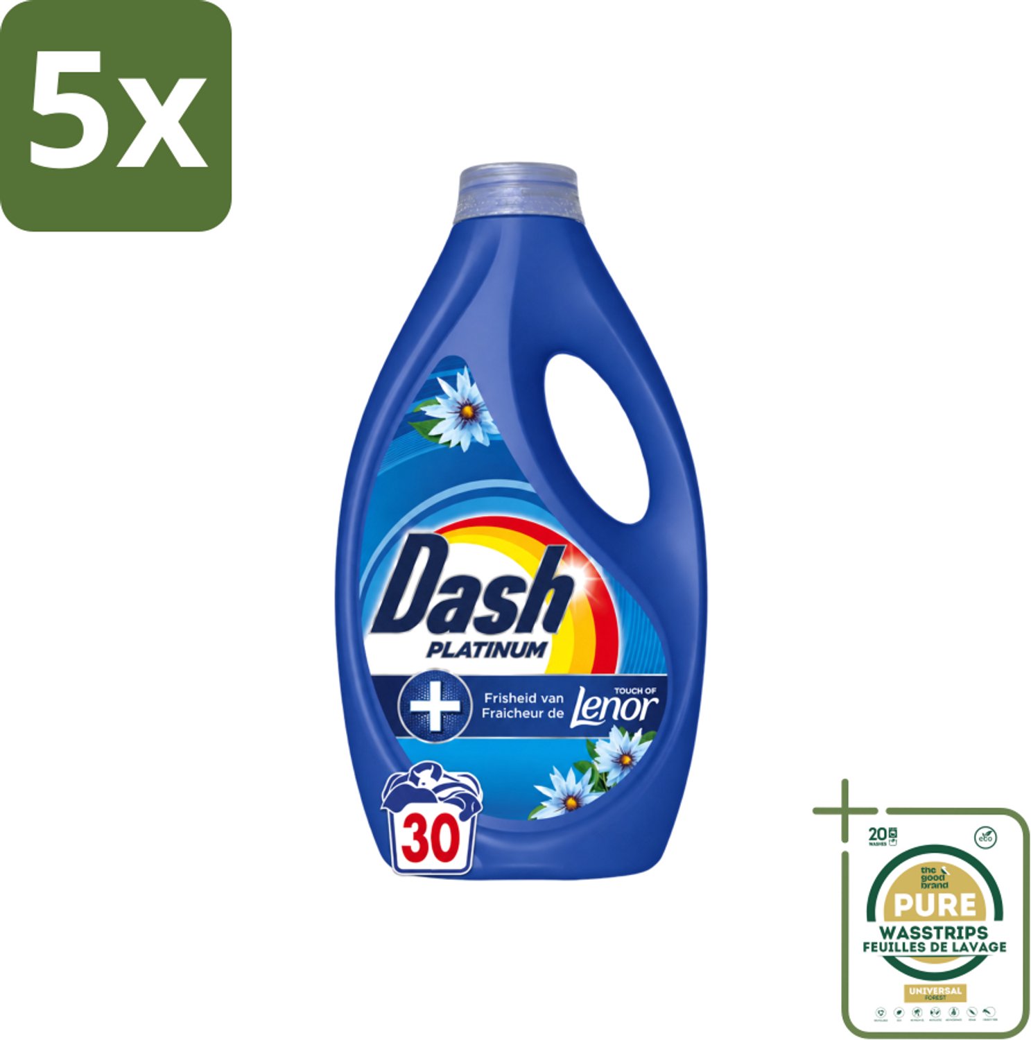 5 x Dash – Wasmiddel – Zeebries – 1350 ml - Wasstrips - Zeebries - Frisse Geur - Wasmiddel - Vlekverwijdering - Wasmiddel Voor Kleding
