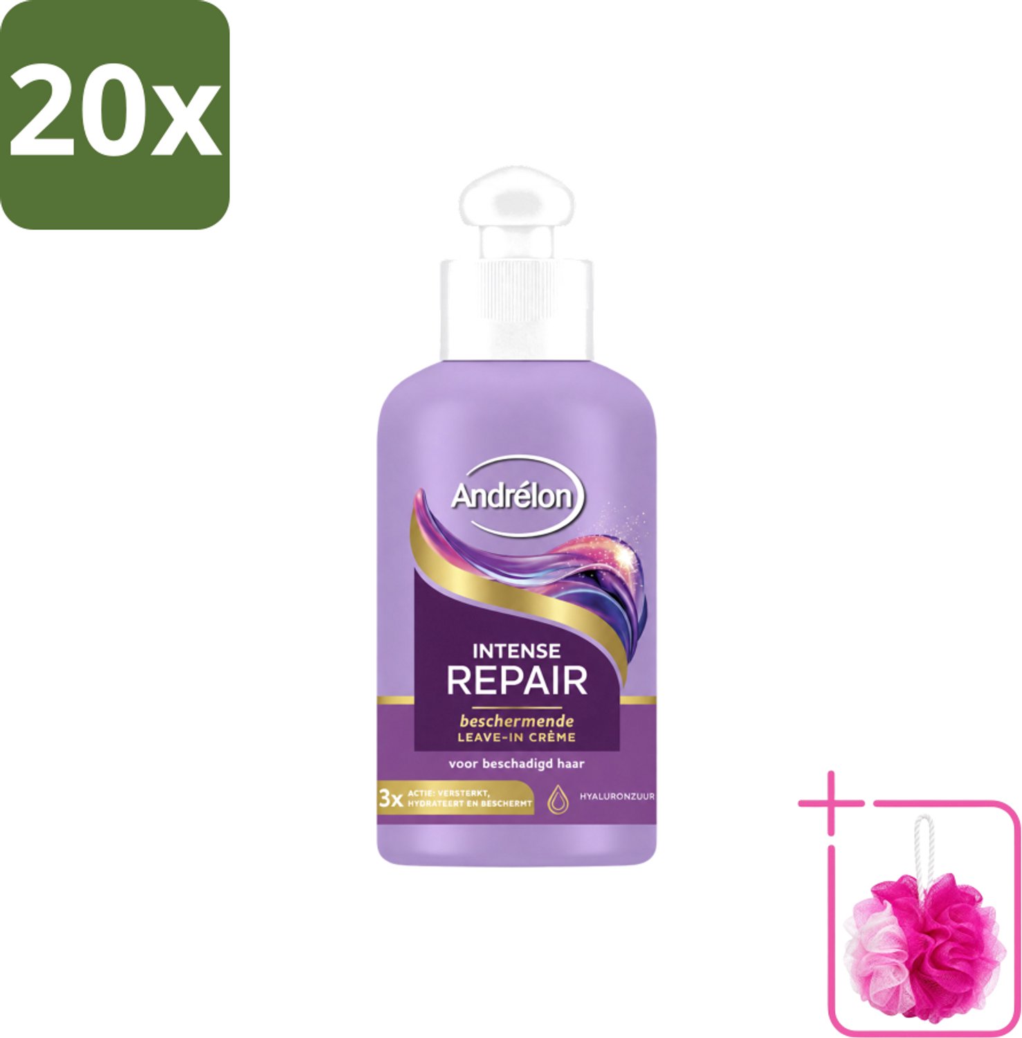 20 x Andrélon – Leave-In Crème – Intense Repair – 200 ml - Bulkverpakking - Haarverzorging - Douchemop - Droog haar