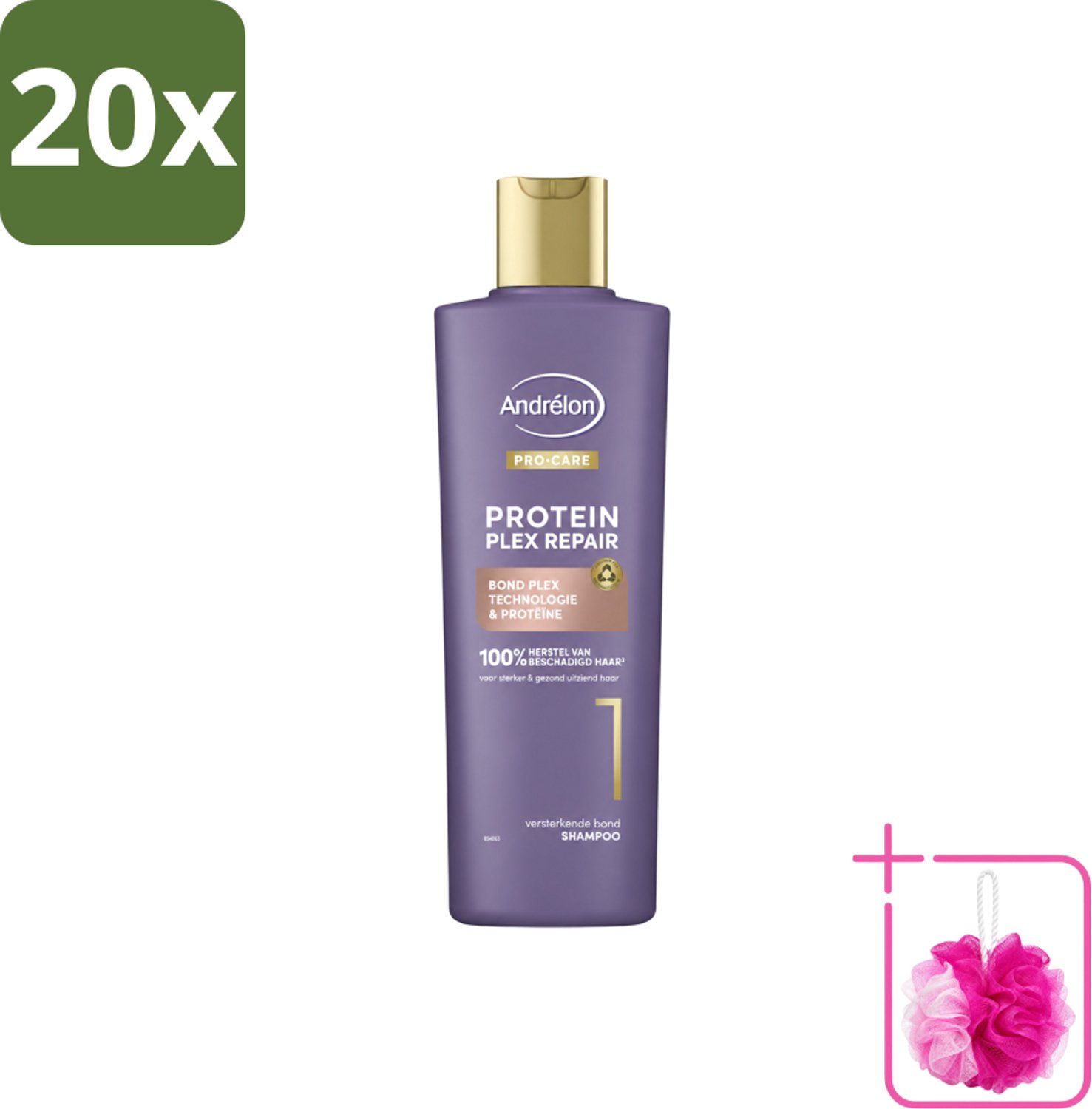20 x Andrélon – Shampoo – Pro Care Protein Plex Repair – 250 ml - Bulkverpakking - Herstel haar - Douchemop - Beschadigd haar
