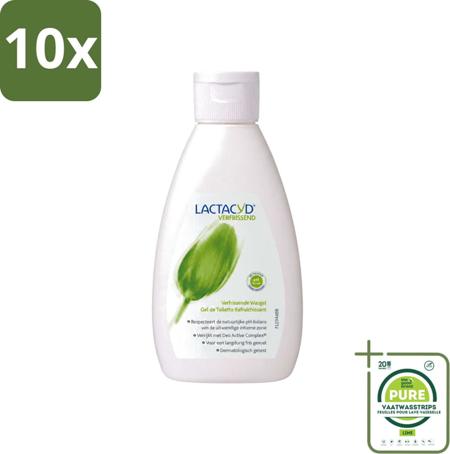 10 x Lactacyd – Verfrissende Wasgel - 200 m - Grootverpakking - Vaatwasstrips - Intieme Wasgel - Frisse Intieme Wasgel - Menthol Wasgel - Geurvervoegende Wasgel - Intieme Verzorging