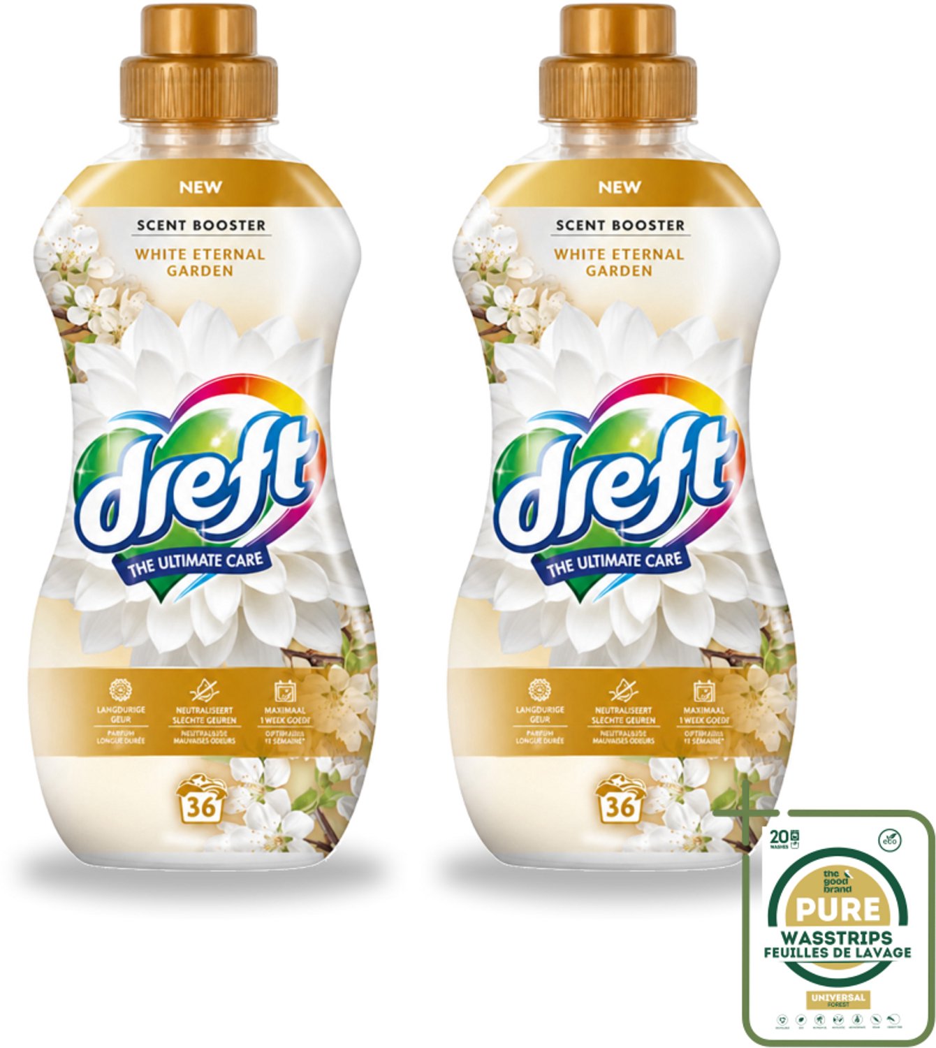 2 x Dreft – White Eternal Garden – Vloeibare Geurbooster – 720 ml – 36 wasbeurten - Wasstrips - Wasgeur - Wasgeurbooster - Frisse Geur - Wasmiddel - Wasgeurbooster Voor Kleding