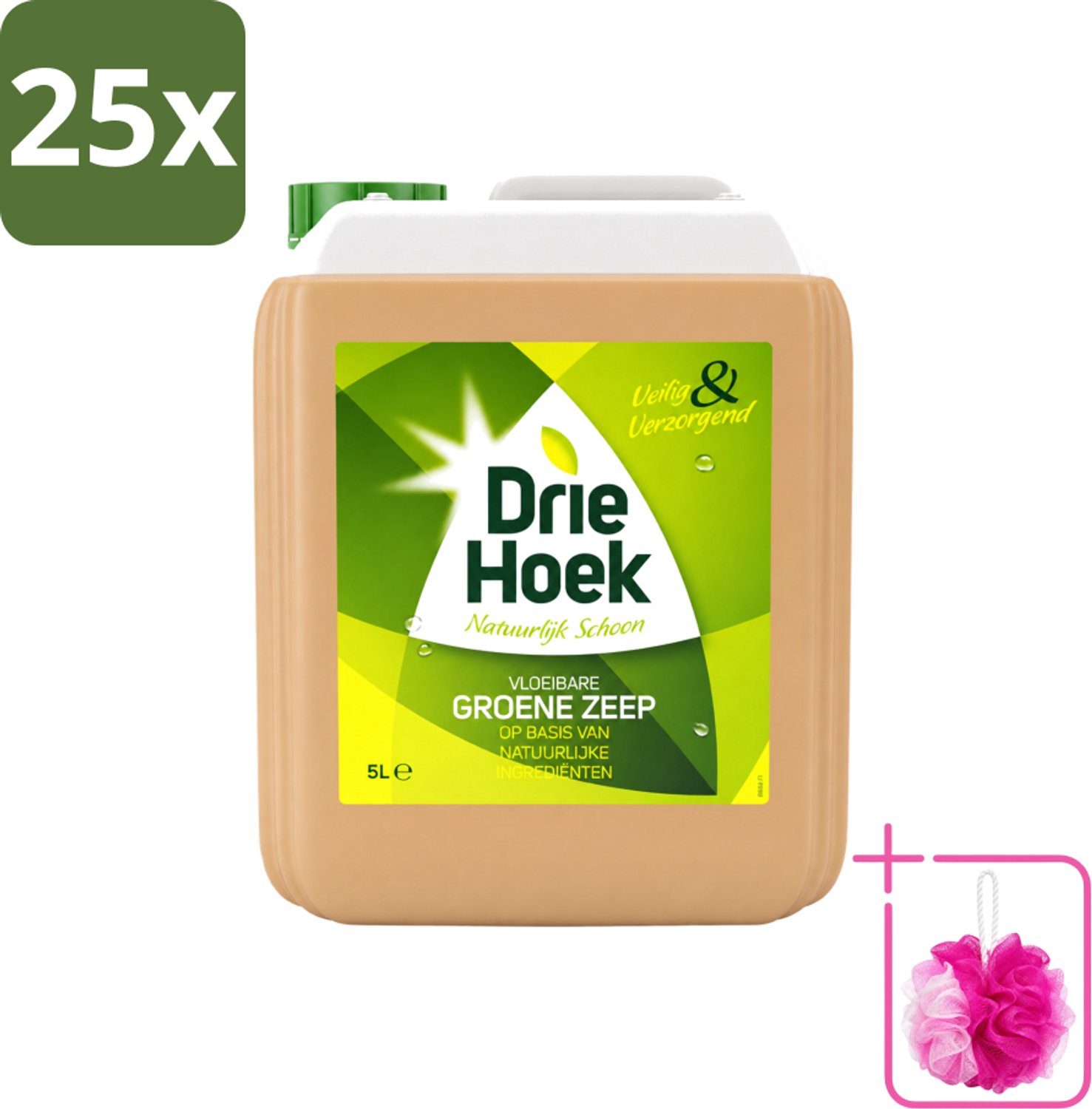 25 x Driehoek – Vloeibare Zeep – Groene Zeep – 5 liter - Bulkverpakking - Schoonmaken - Douchemop - Natuurlijke zeep