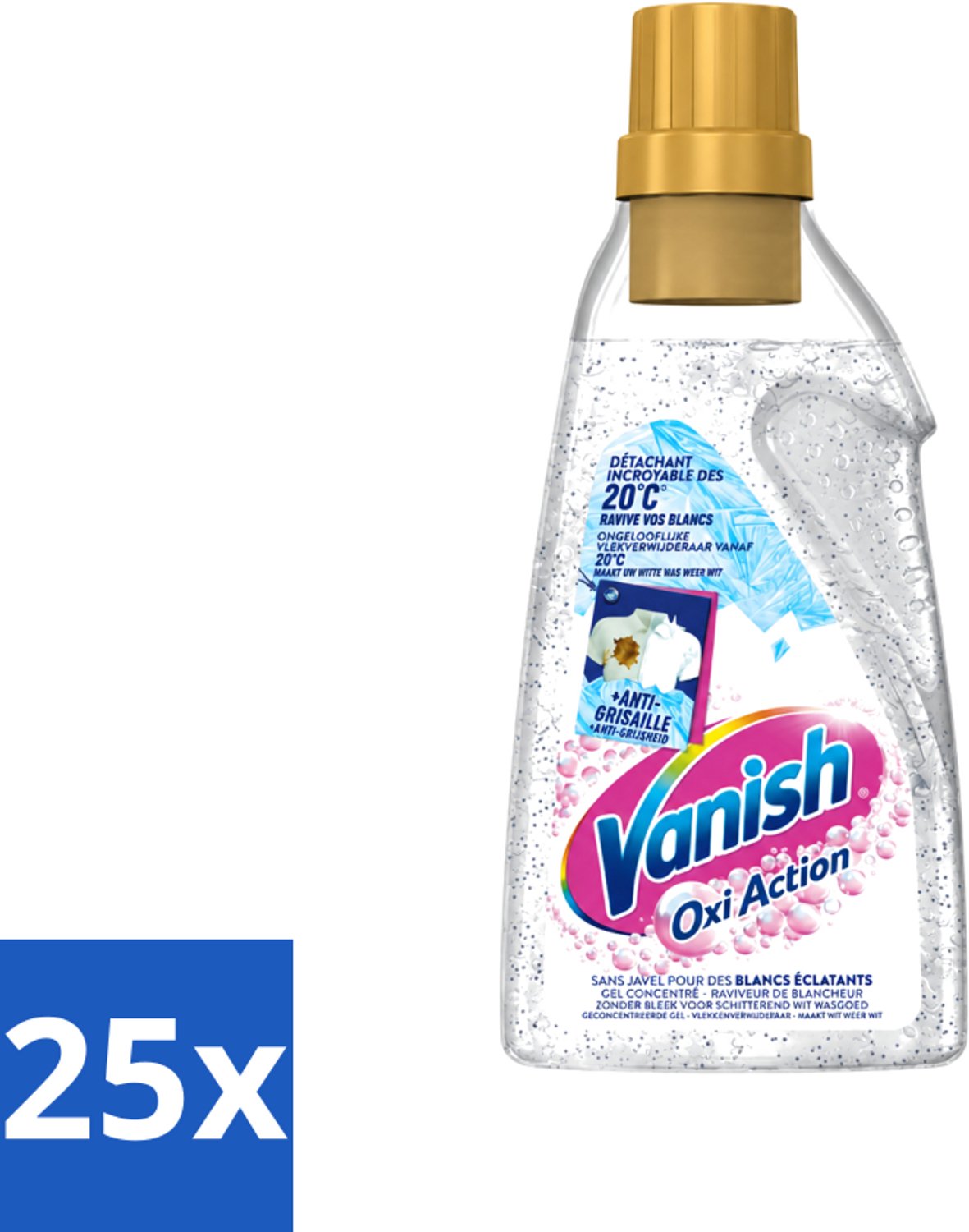 25 x Vanish Oxi Action - Vlekkenverwijderaar Gel - Zonder Bleek - Witte Was - 15 Wasbeurten - Voordeelverpakking - 25 stuks