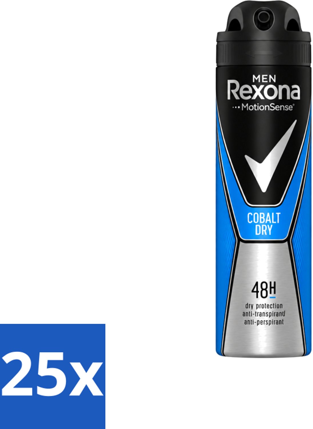 25 x Rexona Men - Deodorant Spray - Motion Sense - Cobalt Dry - Anti-Transpirant & Perspirant - 150ml - Voordeelverpakking - 25 stuks