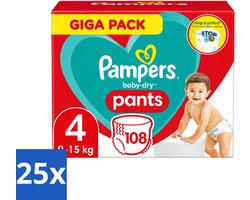 25 x Pampers - Baby-Dry Pants - Luierbroekjes - Maat 4 (9-15 kg) - Comfort Fit - 108 Luiers - Voordeelverpakking - 25 stuks
