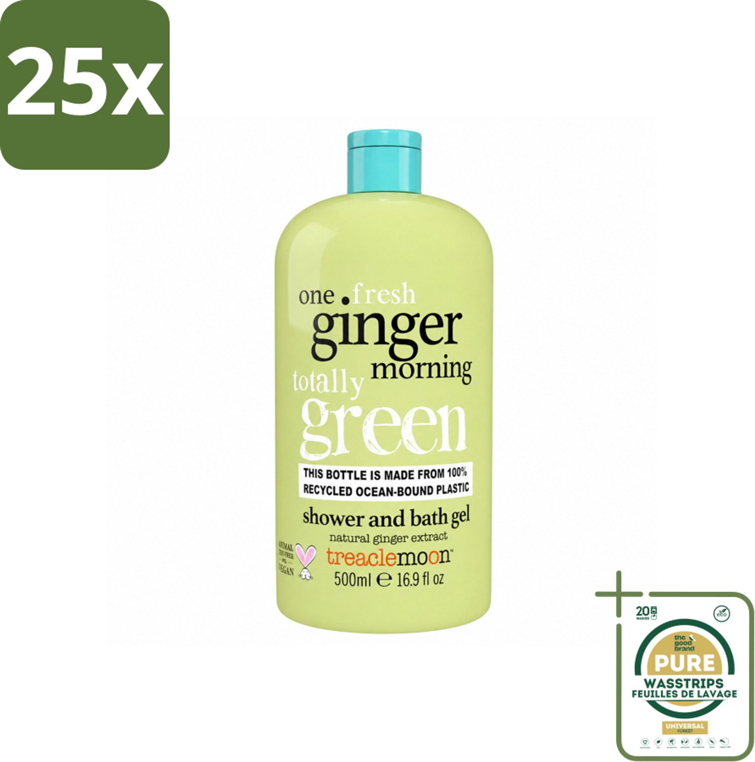 25 x Treaclemoon – Douchegel – One Ginger Morning – 500 ml - Wasstrips - Douchegel - Gember - Energie - Verfrissend - Huidverzorging