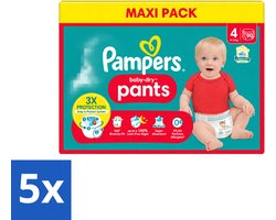 5 x Pampers - Baby-Dry Pants - Luierbroekjes - Maat 4 (9-15 kg) - Extra Droog - 90 Luiers - Voordeelverpakking - 5 stuks