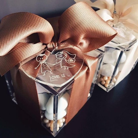 40 doosjes van plexiglas, 5 x 5 x 5 cm, kubusvorm, transparant, personaliseerbaar, voor bruiloft, doop, geboorte, communie, afstudeerfeest — afbeelding 4