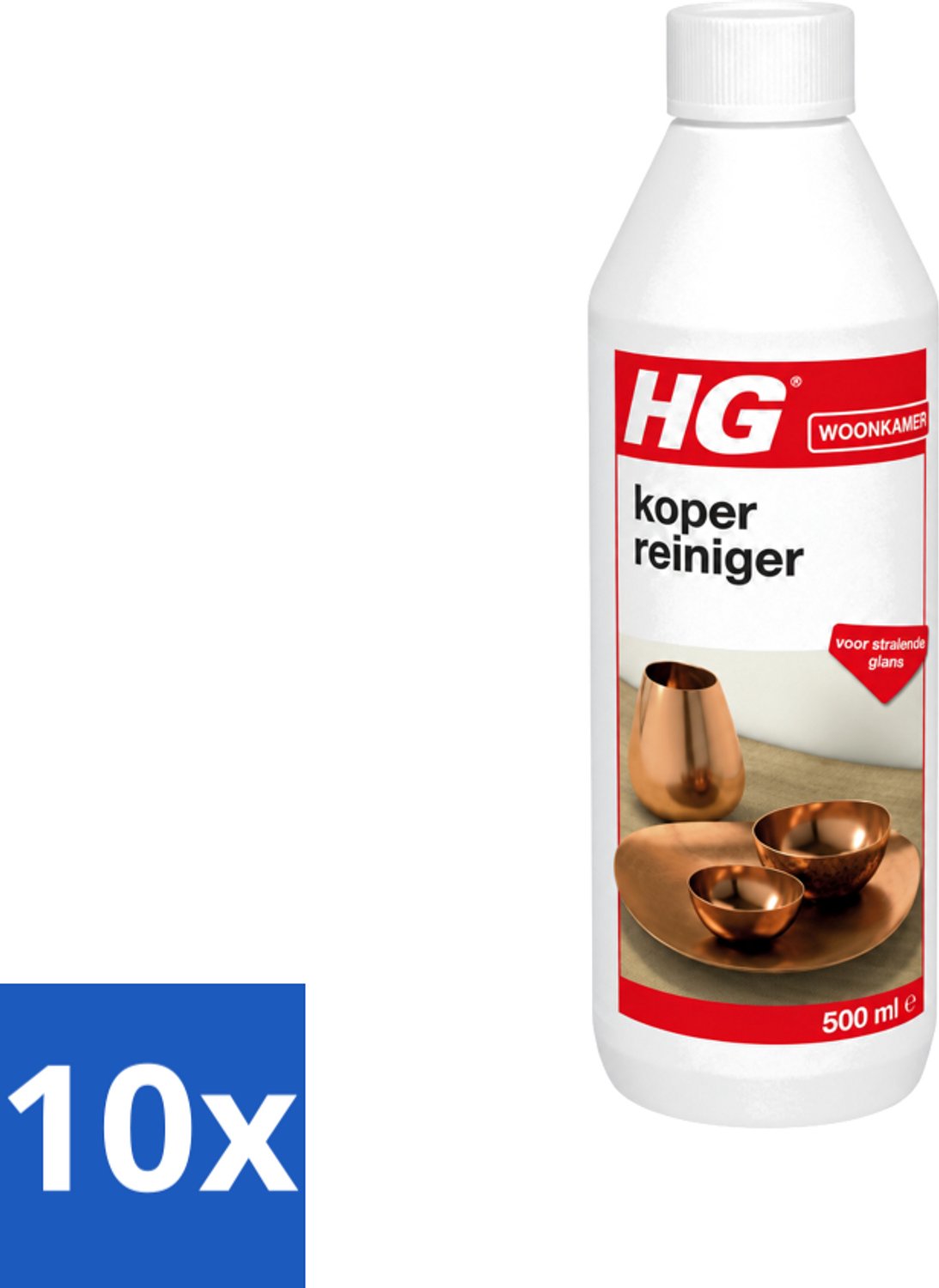 10 x HG - Koper Reiniger - Voor Stralende Glans - 500 ml - Voordeelverpakking - 10 stuks
