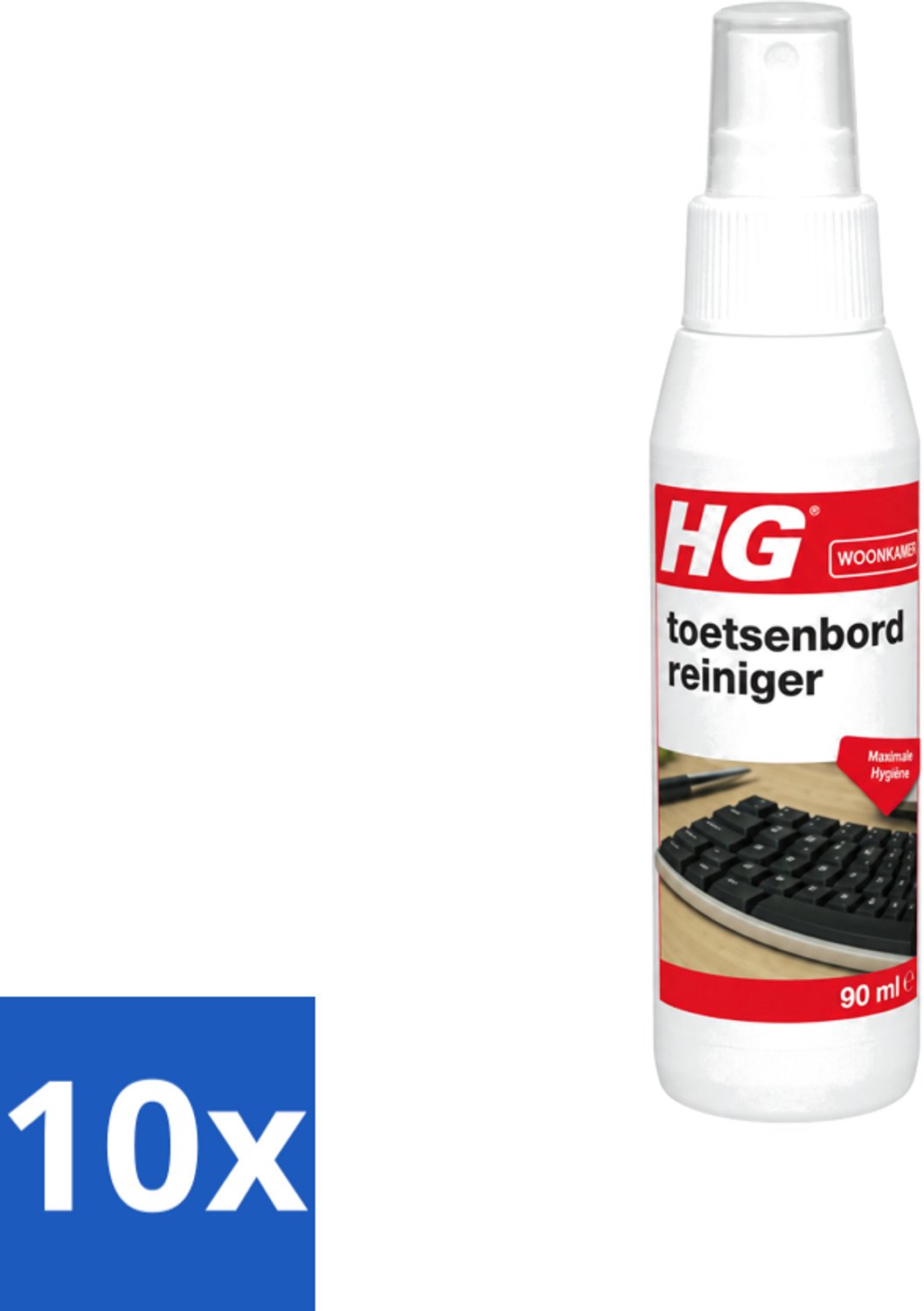 10 x HG - Toetsenbordreiniger - Maximale Hygiëne - Reinigt Snel & Effectief - 90 ml - Voordeelverpakking - 10 stuks