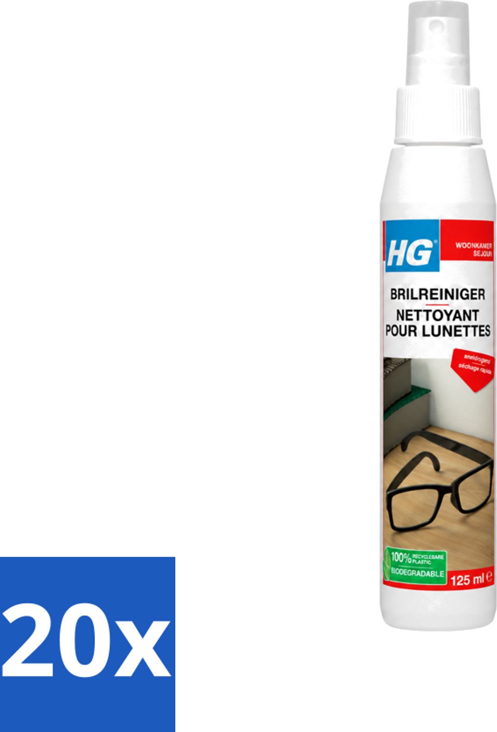 20 x HG - Brilreiniger - Voor Glasheldere Lenzen - 125 ml - Voordeelverpakking - 20 stuks