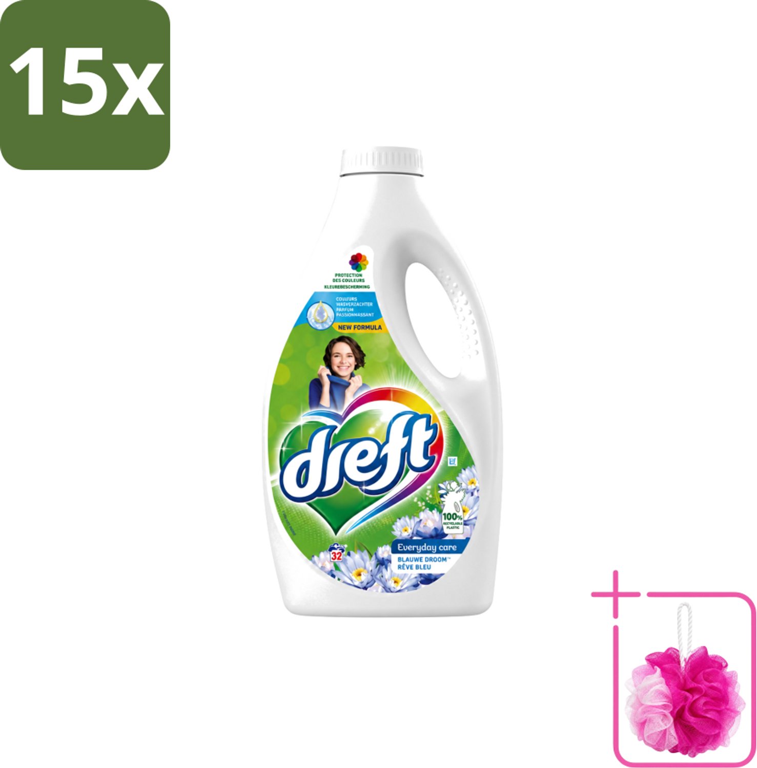 15 x Dreft – Vloeibaar Wasmiddel – Blue Dream – 32 Wasbeurten - Bulkverpakking - Wasmiddel - Douchemop - Vloeibaar wasmiddel