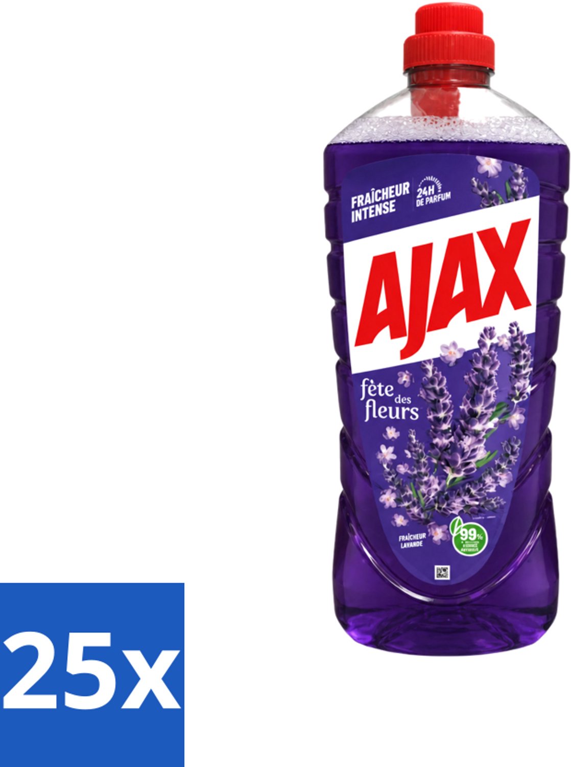 25 x Ajax – Allesreiniger – Lavendel – 1,25 L - Voordeelverpakking - 25 stuks