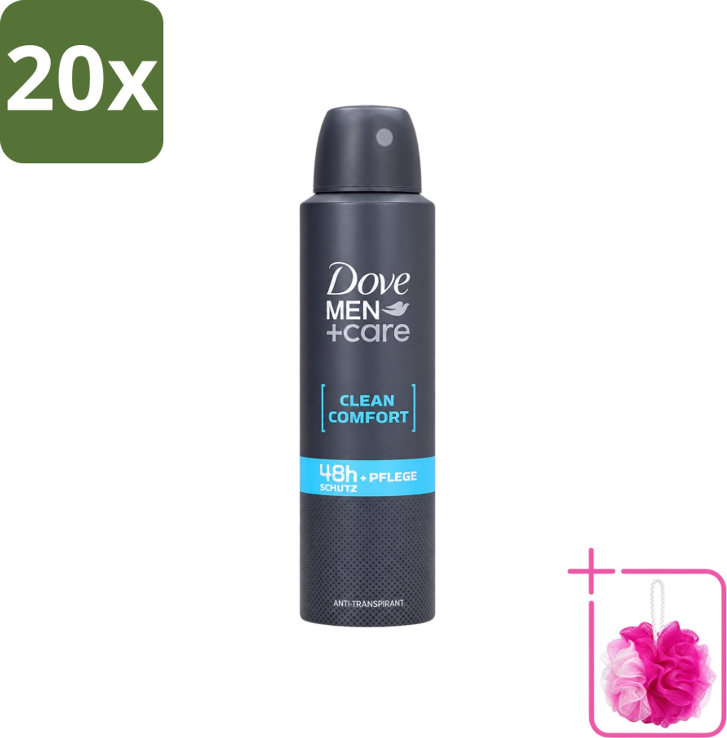 20 x Dove Men+Care - Clean Comfort - Deospray - Anti-Transpirant - 150 ml - Bulkverpakking - Dove Men+Care - Douchemop - Deospray