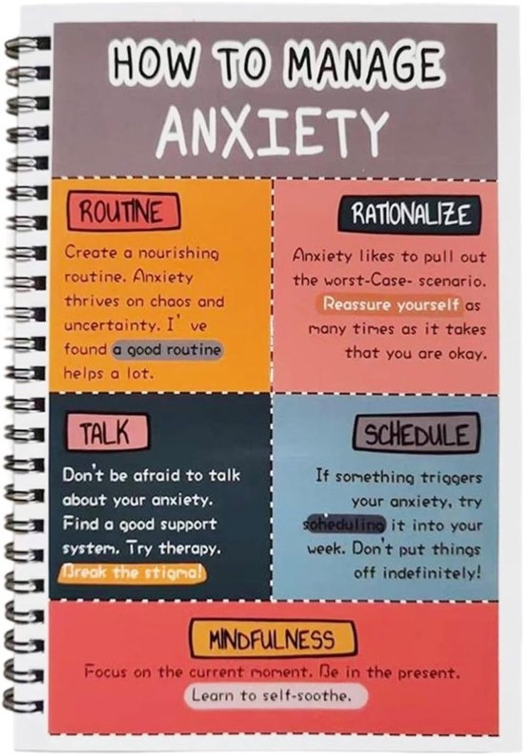 Stressdagboek - Emotiedagboek - Emoties reguleren - Vragen voor reflectie - 21 x 14.5 cm - a