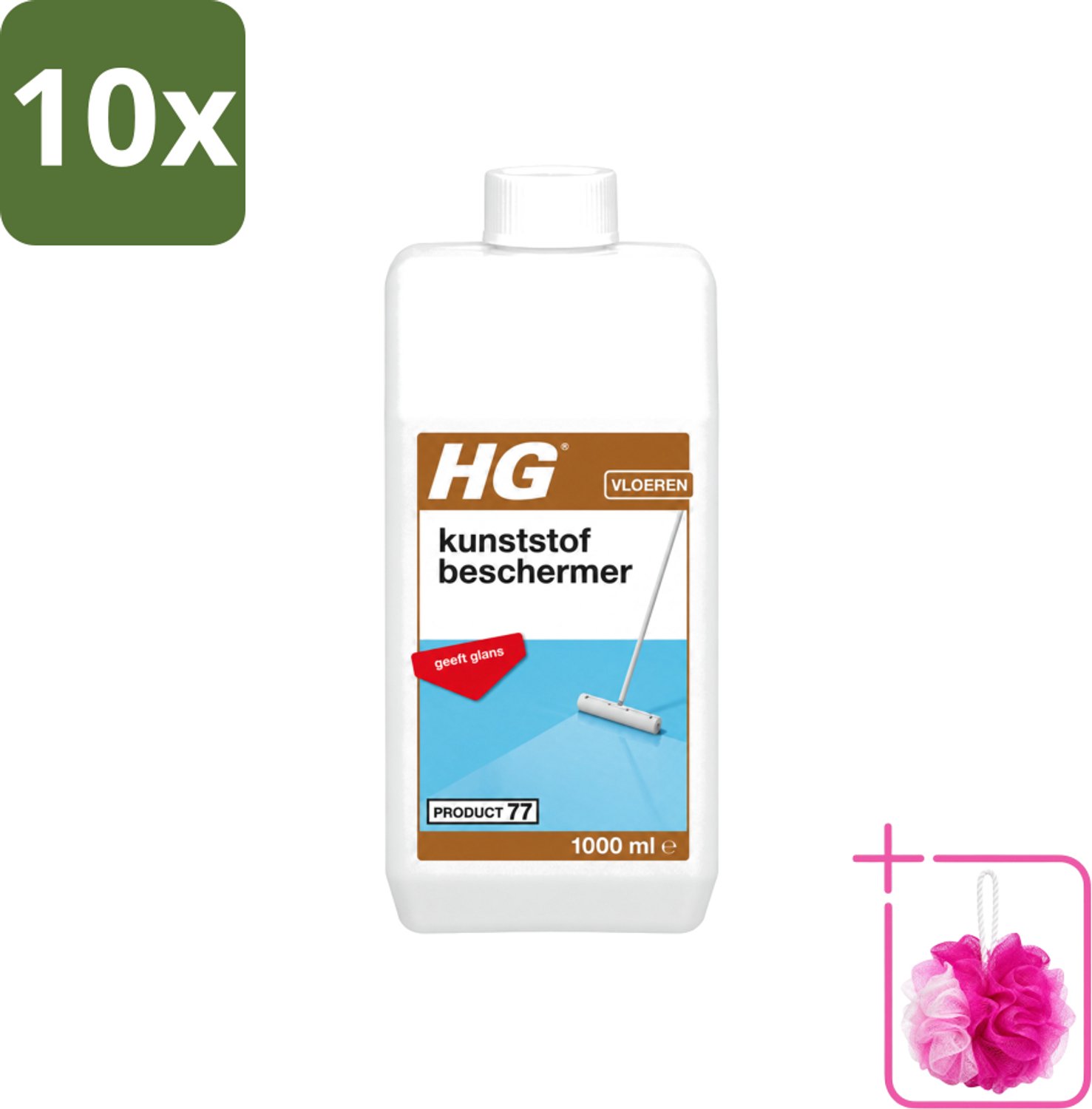 10 x HG - Kunststofbeschermer - Polymeer Emulsie - Geeft Glans - Maskeert Slijtageplekken - 1L - Bulkverpakking - Kunststofbeschermer - Douchemop - Glans