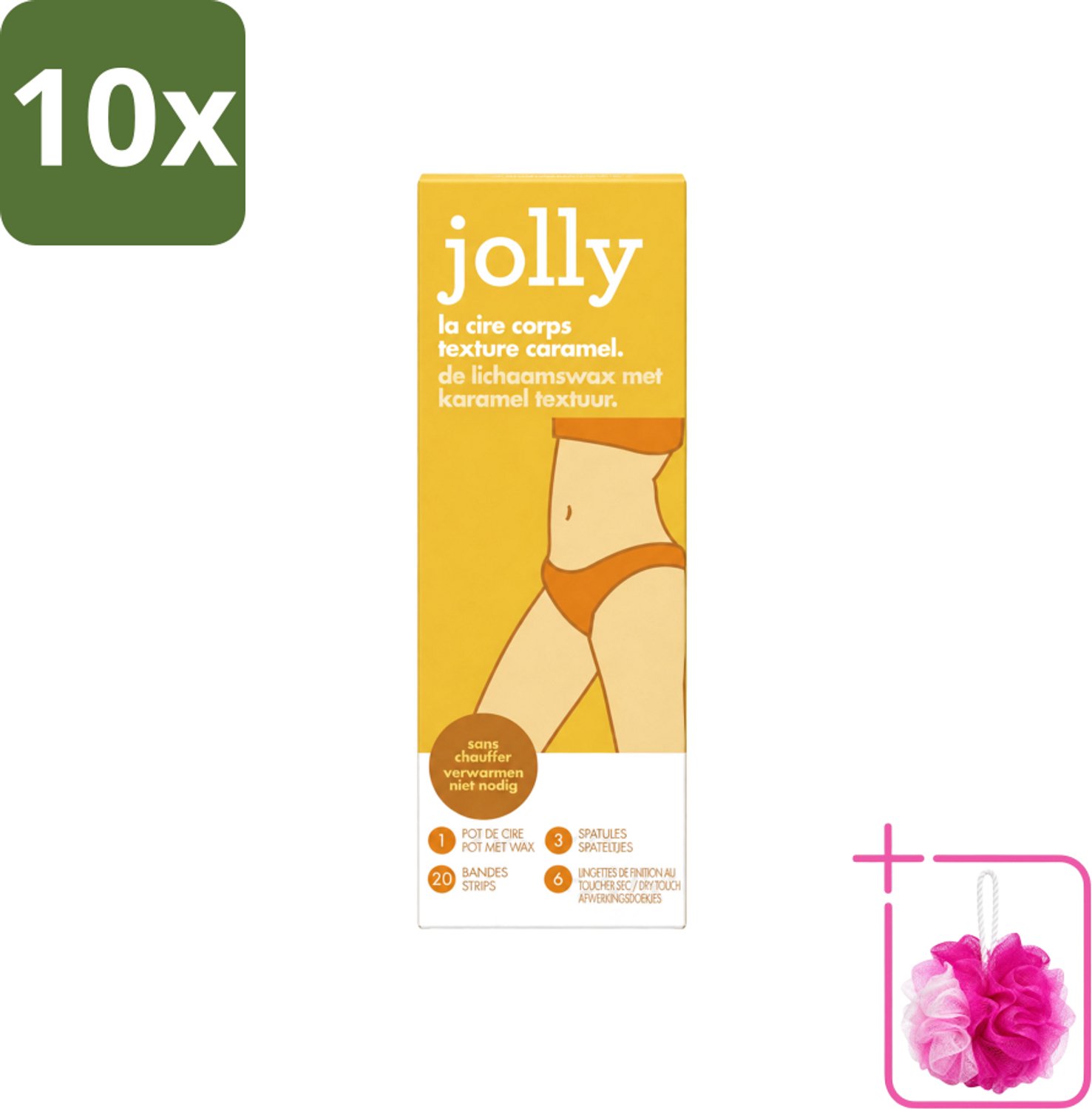 10 x Jolly - Lichaamswax - Karamel Structuur - 20 Strips - Bulkverpakking - Haar verwijderen - Douchemop - Lichaamswax
