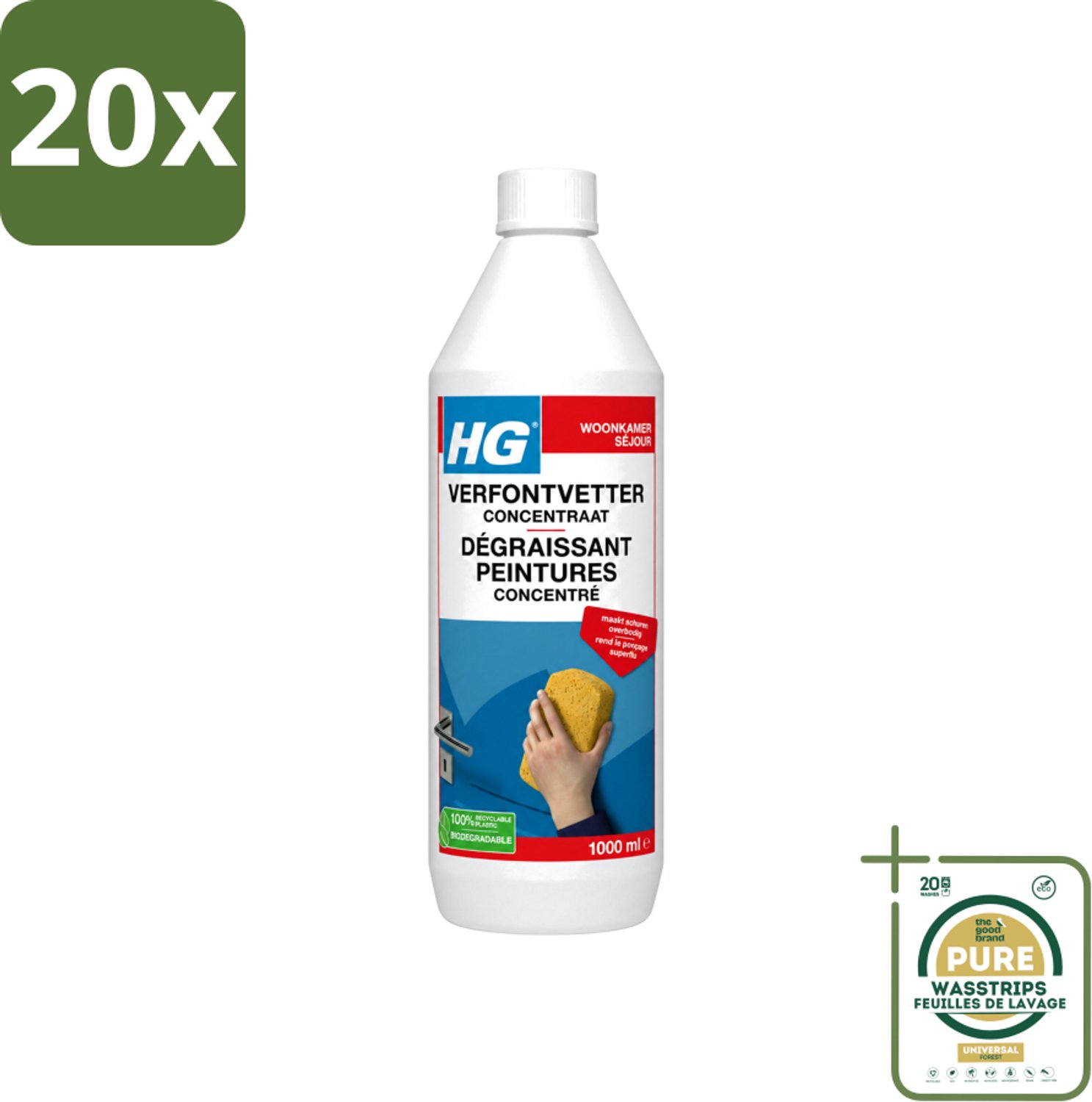 20 x HG - Verf Ontvetter Concentraat - Krachtige Ontvetter - 1L - Wasstrips - Verf Ontvetter - Ontvettingsmiddel - Vetvrij Maken - Schilderen Voorbereiden - Schuren Vermijden
