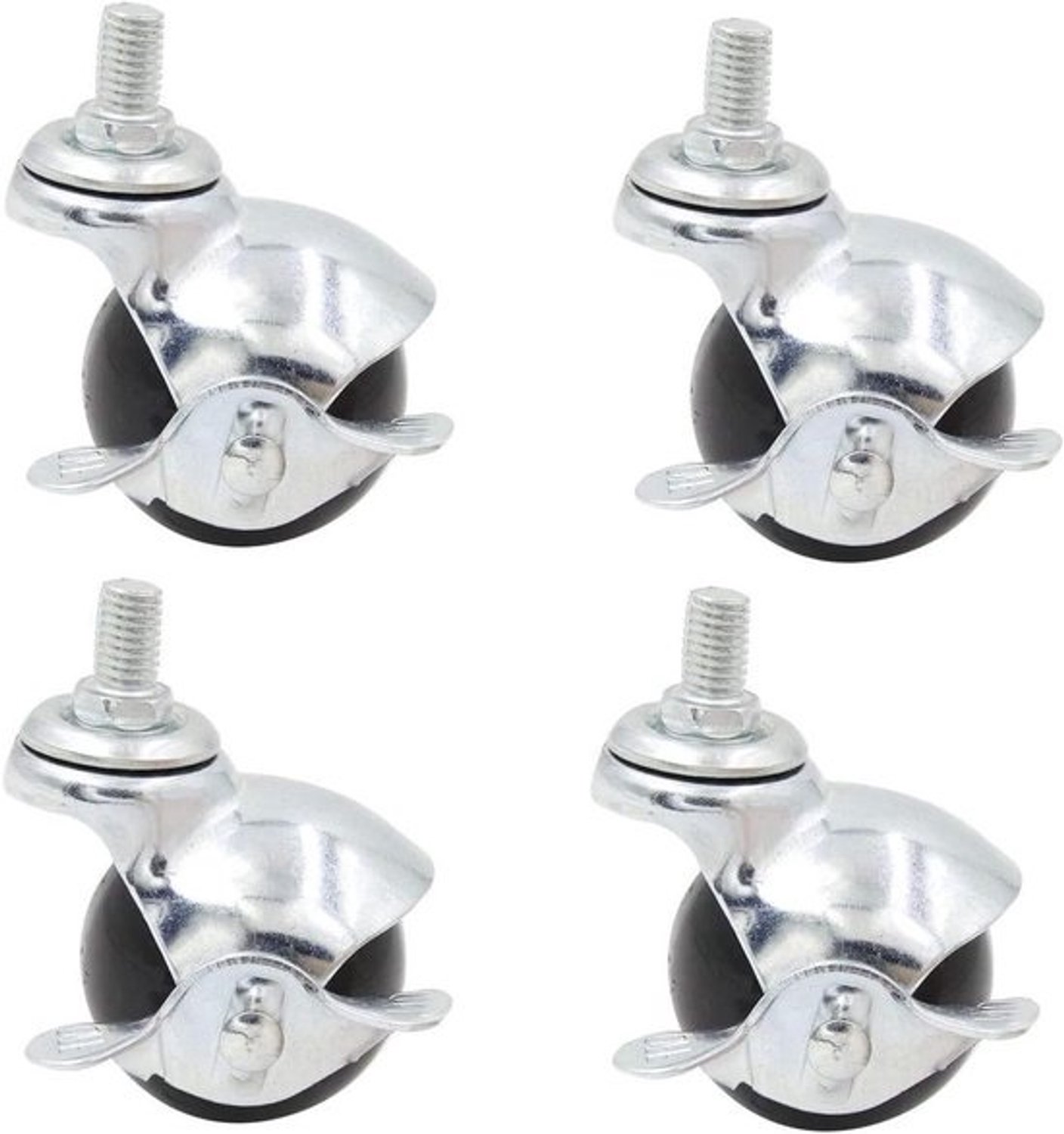 Zwenkwielen met rem - Kogelwielen voor meubels - Meubels verplaatsen - 360 graden draaibaar - 2 inch diameter - Zilver