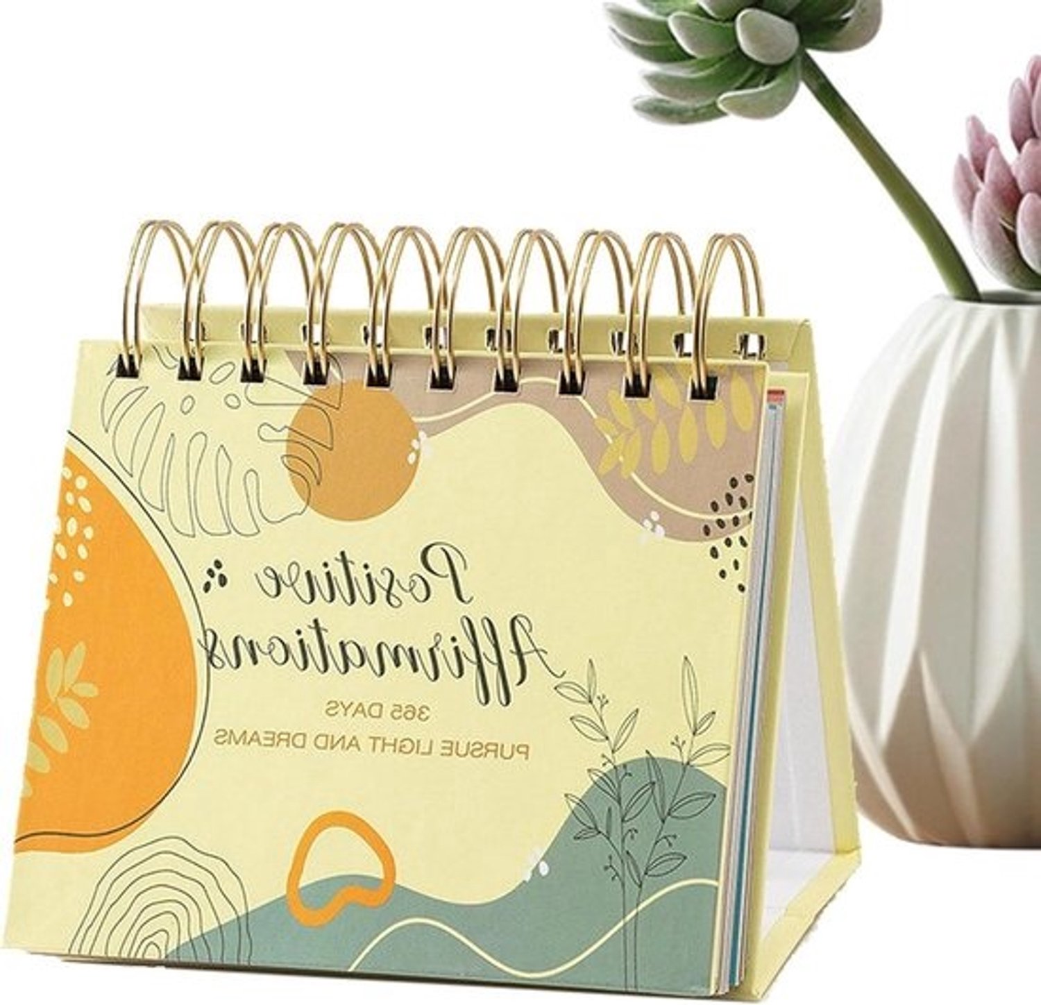 Bureaukalender 2026 - Dagplanner - Werk aan je productiviteit - Positieve affirmaties - 14 cm - Multicolor