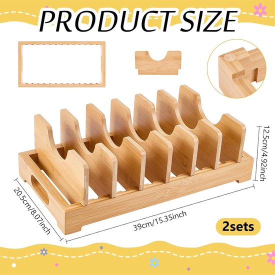 2 Stks Bamboe Pan Deksel Organizer Houder voor Keuken Kast — afbeelding 2