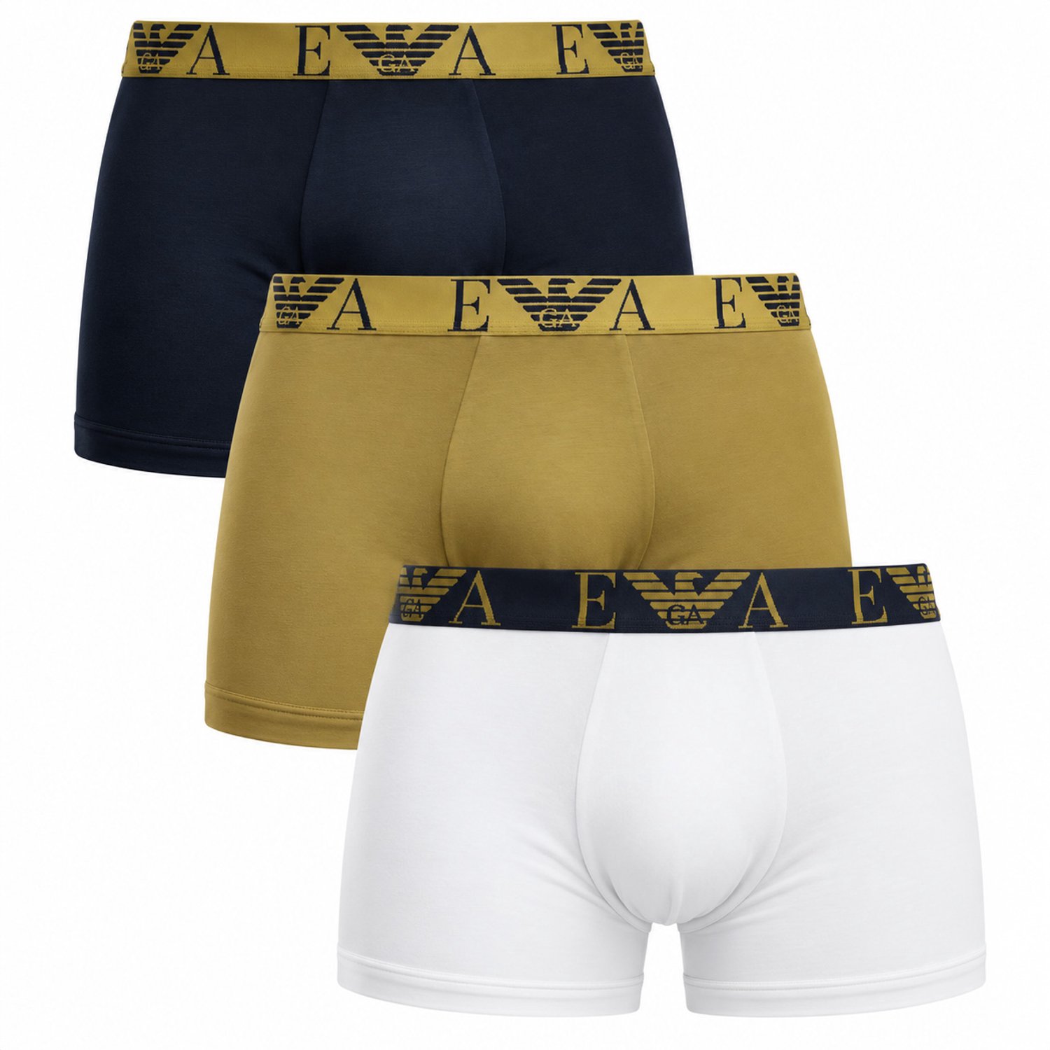 Armani boxer-trunk 3-pack EA logoband blauw-wit-groen