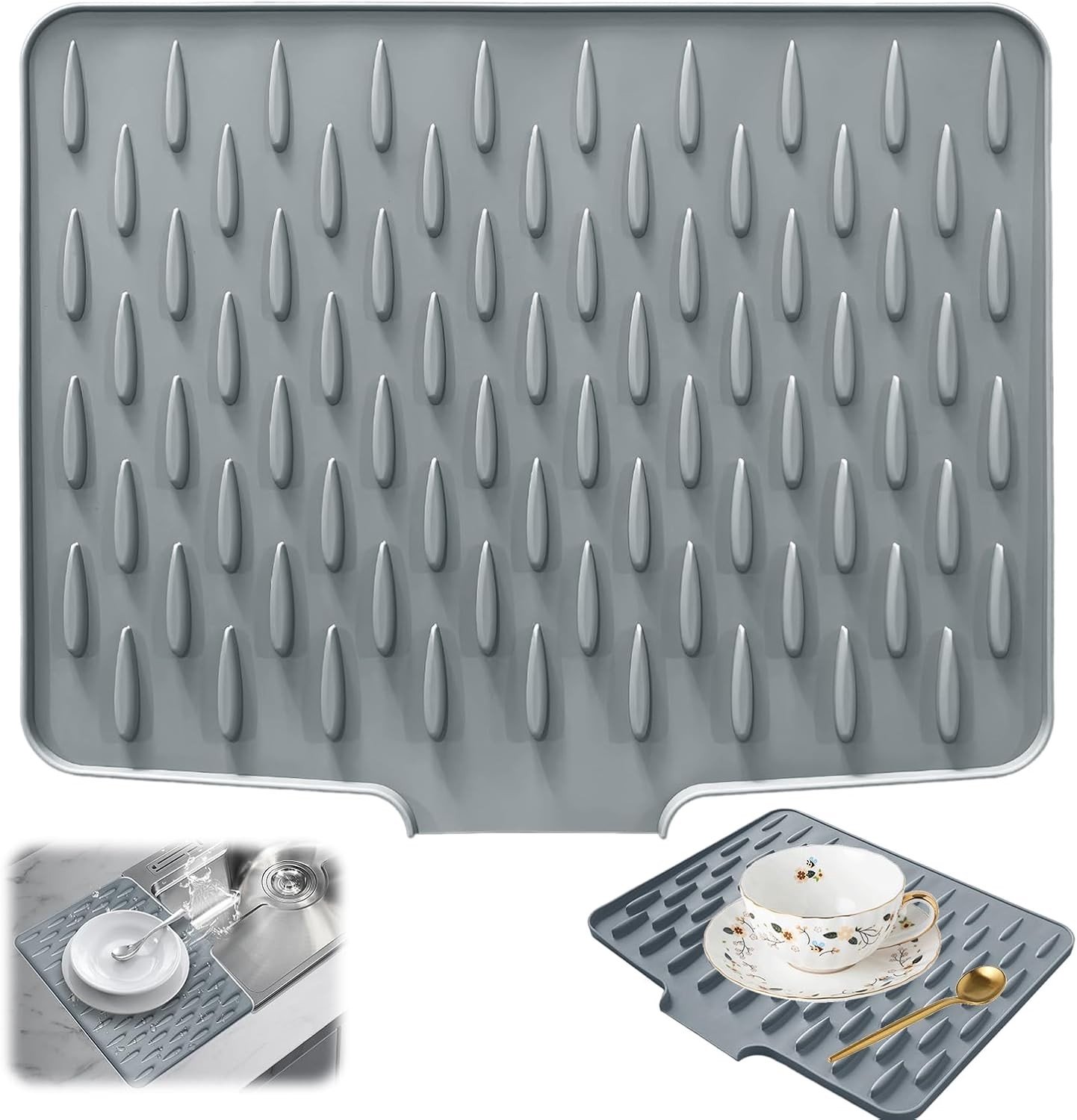 Non-slip Siliconen Afvoer Mat 40 x 32,5 cm - Lekvrije Werkblad Bescherming, Warmtebestendig en Duurzaam voor Keuken en Badkamer