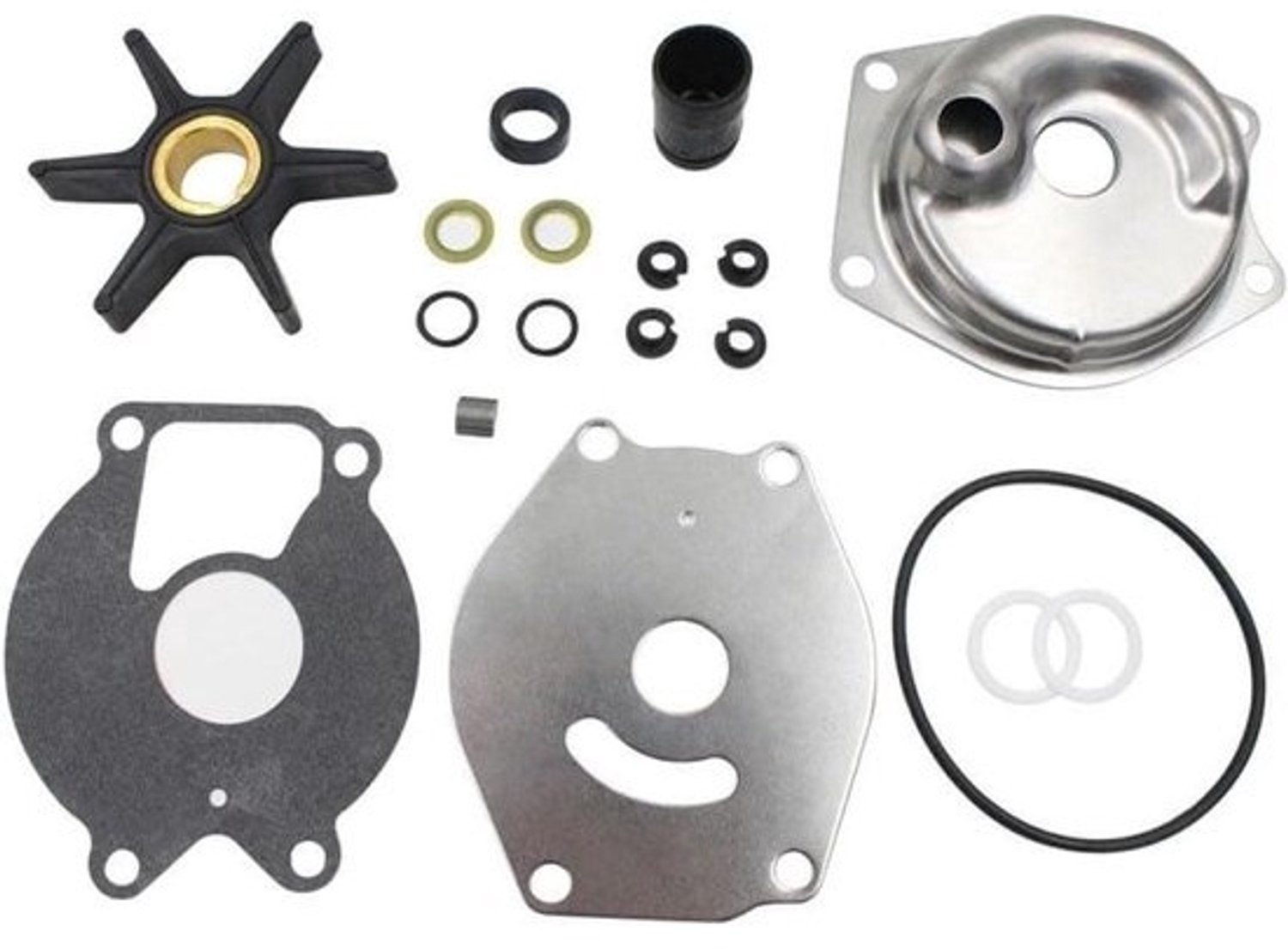 Waterpomp-reparatiekit - Set voor buitenboordmotor - Bootmotoronderhoud - Roestvrij staal SS316 - 9.9-25 pk - Zwart