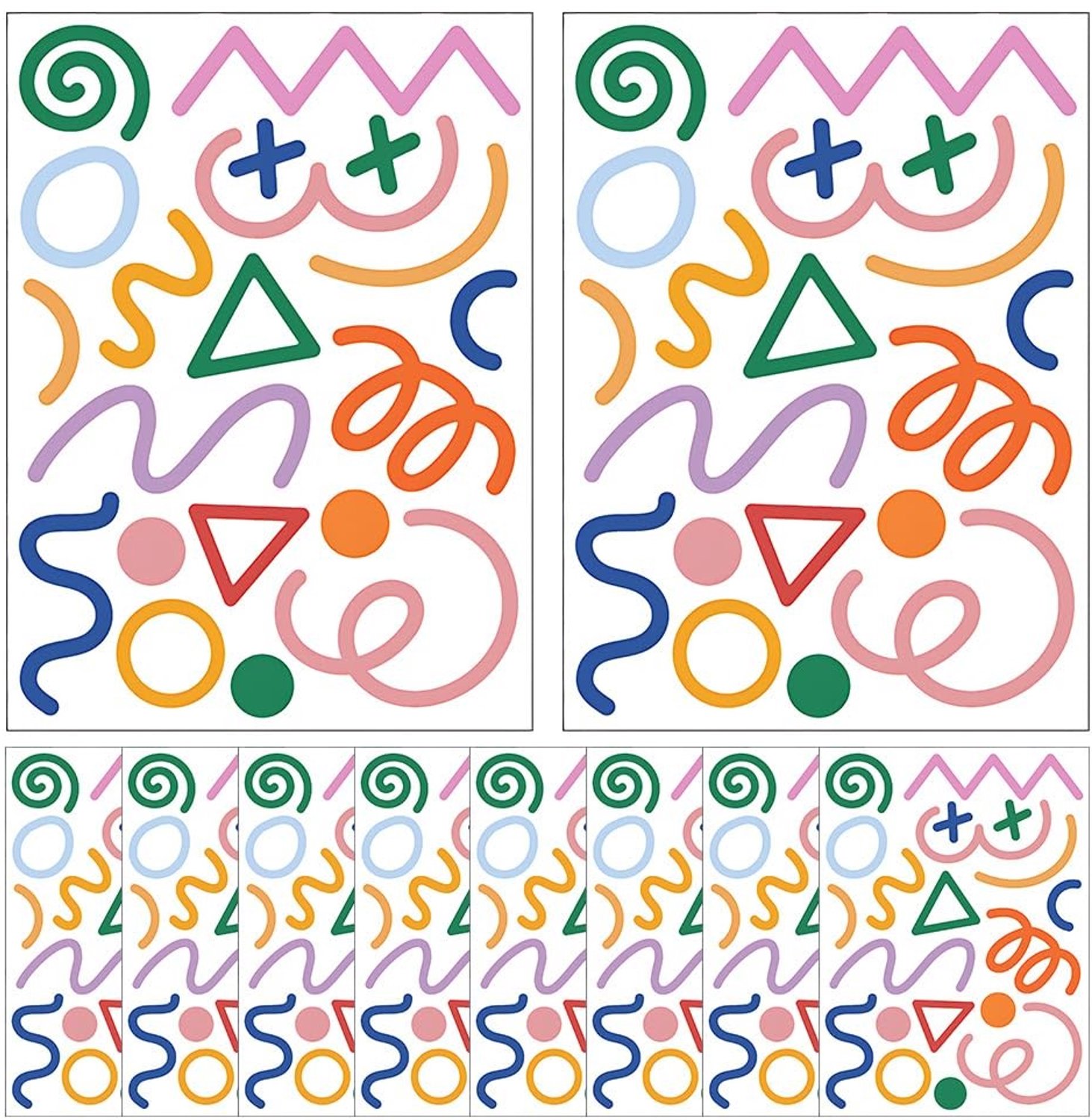 Set van 10 Kleurige Geometrische Wandstickers voor Decoratie