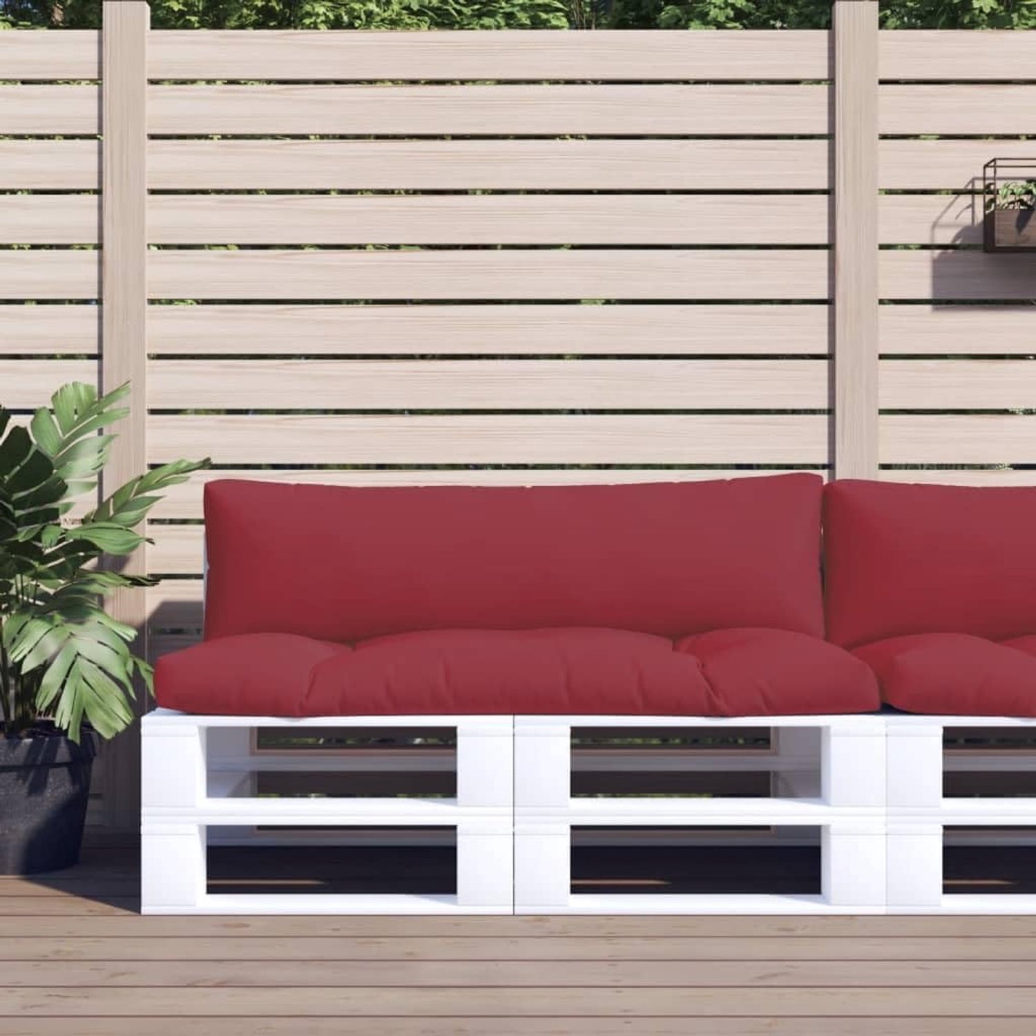 2 stuks palletkussens, tuinkussens in wijnrood, van duurzaam polyesterweefsel voor buiten en woonkamer, decoratief kussen