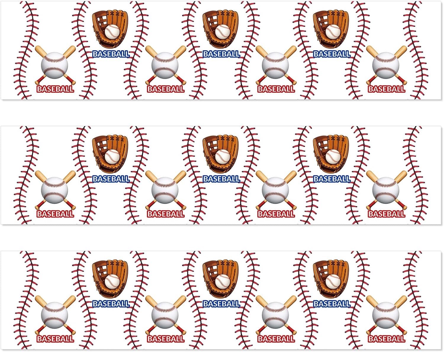 Eetbare Cakrand Stroken, 28x6,2cm Voorgesneden Kleefrijstpapier Honkbalhandschoen Print Cake Strips voor Verjaardagsfeest Sport Viering Decoraties