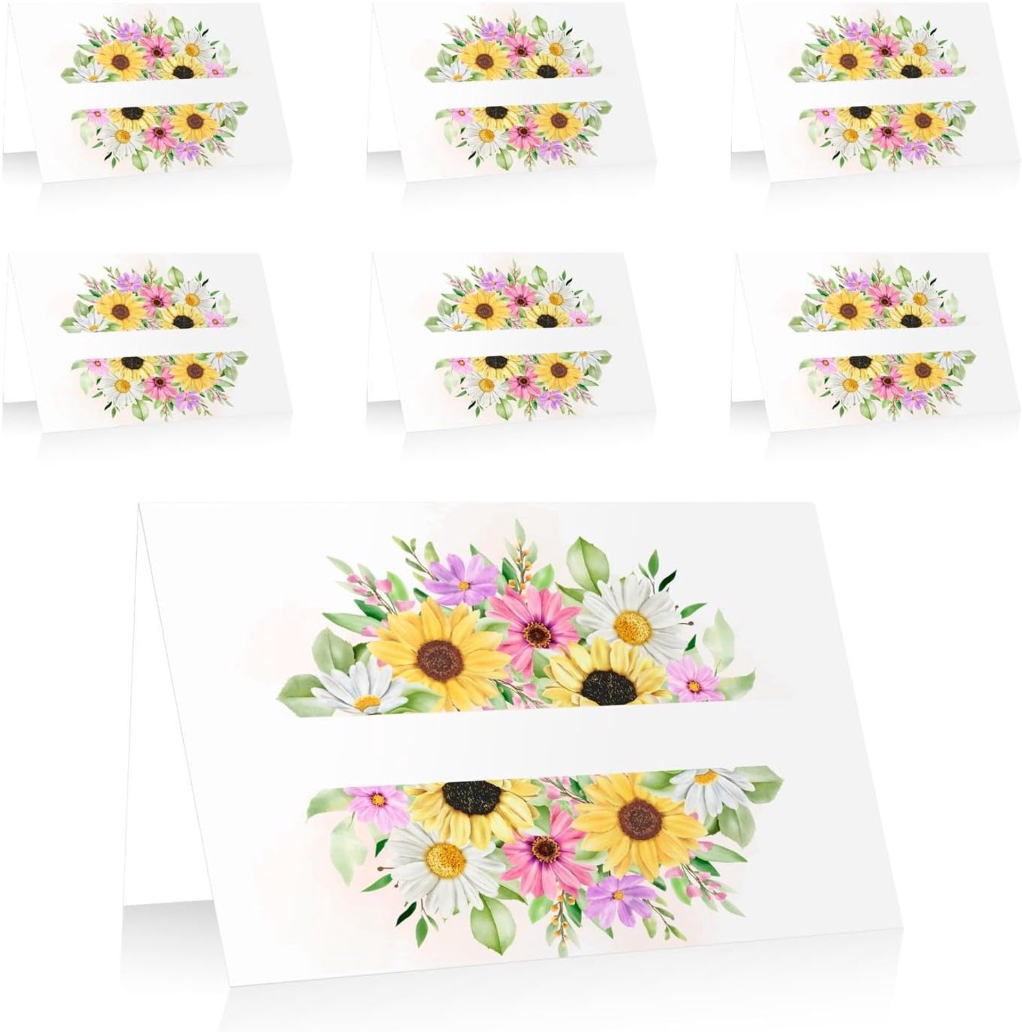 Tafelkarten bruiloft - Multicolor zonnebloem - Bloem ontwerp - Creëer een feestelijke sfeer - Homevero