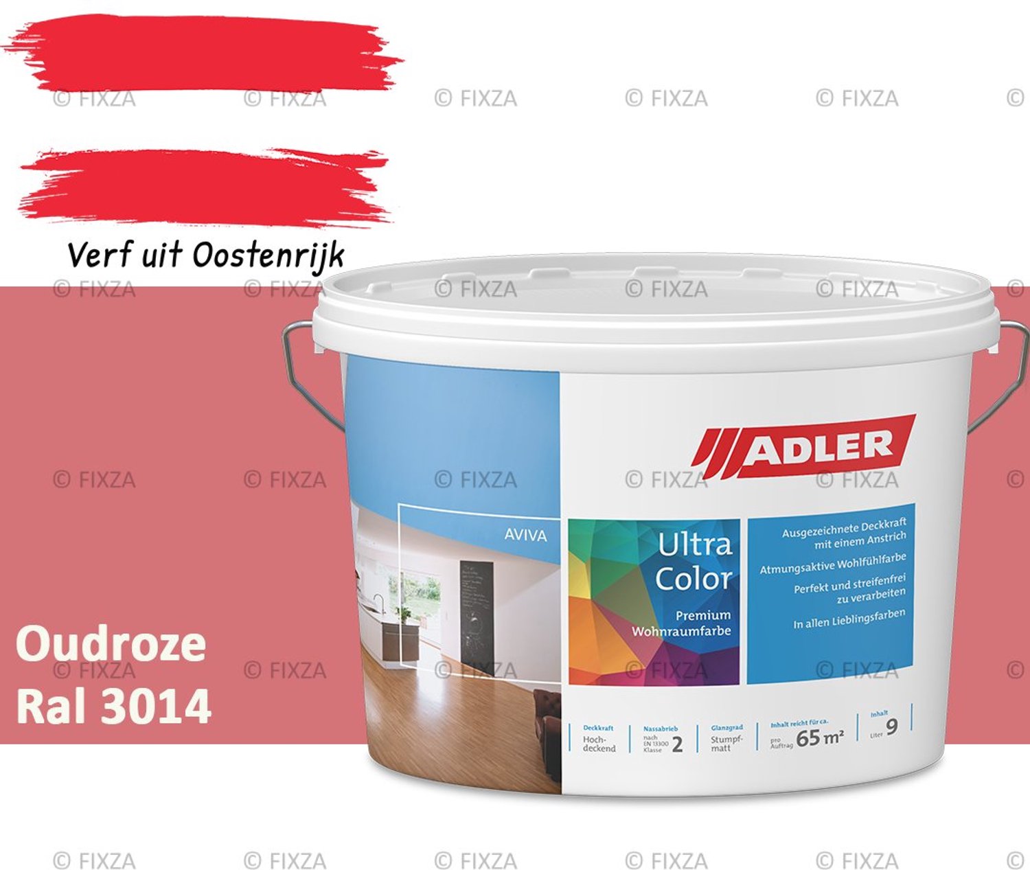 ADLER Aviva Ultra-Color SD Muurverf – Premium Matte Binnenmuurverf met Smart-Dry Technologie – Streeploos & Hoge Dekking – Oudroze – 1 Liter