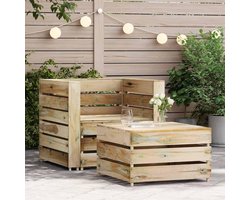 2-delig. Tuinlounge set van pallets, geïmpregneerd grenenhout, modulaire outdoor sofa set voor terras en tuin