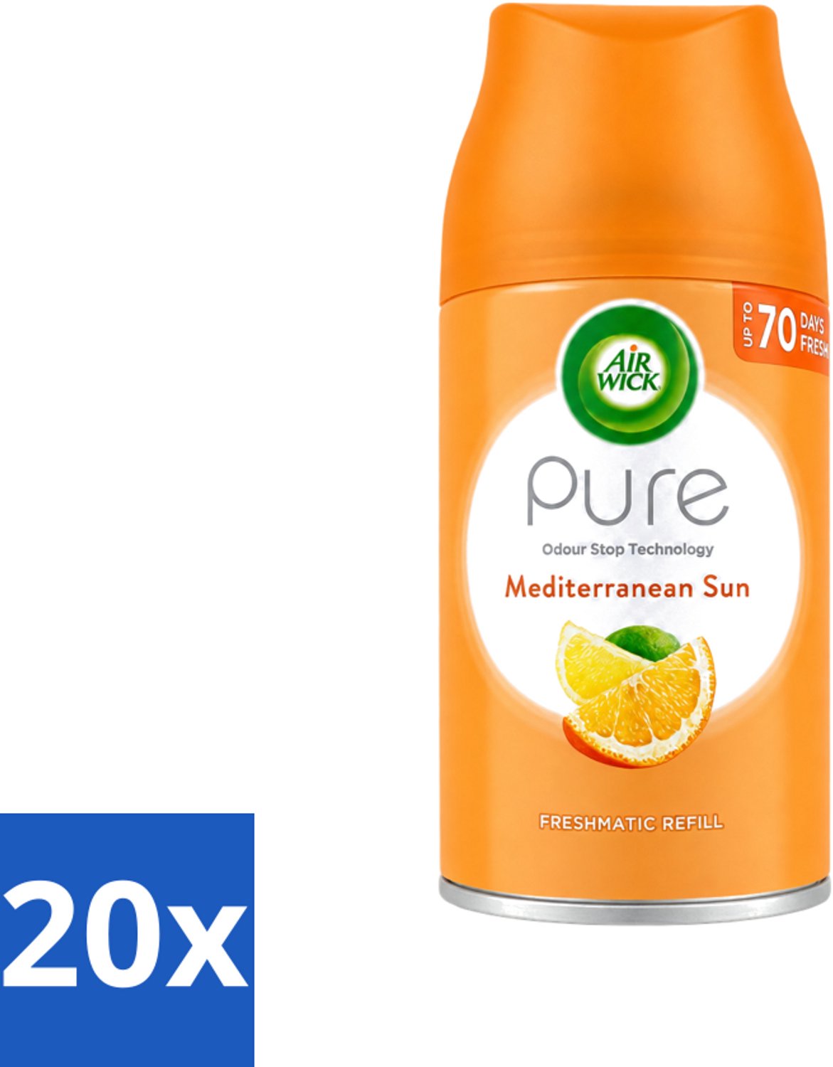 20 x Air Wick - Luchtverfrisser Navulling - Mediterrane Zon - Automatische Spray - 250 ml - Voordeelverpakking - 20 stuks