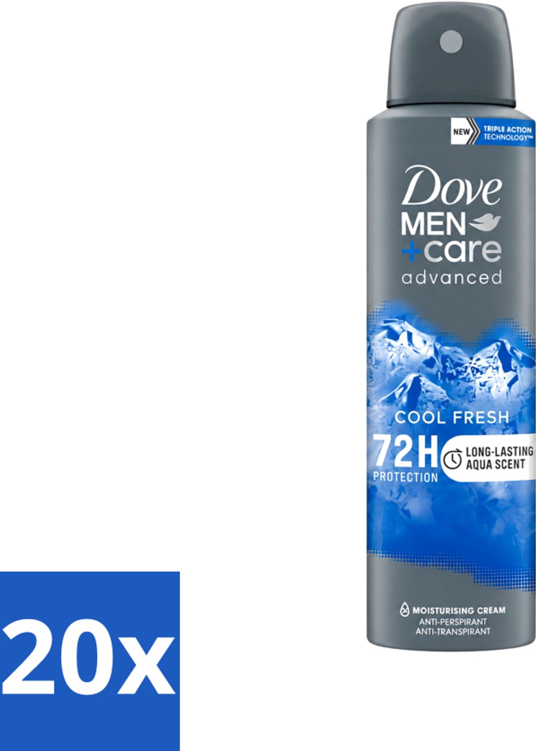 20 x Dove - Deodorant - Men Care Cool Fresh - Verfrissend en langdurige bescherming - 150 ml - Voordeelverpakking - 20 stuks