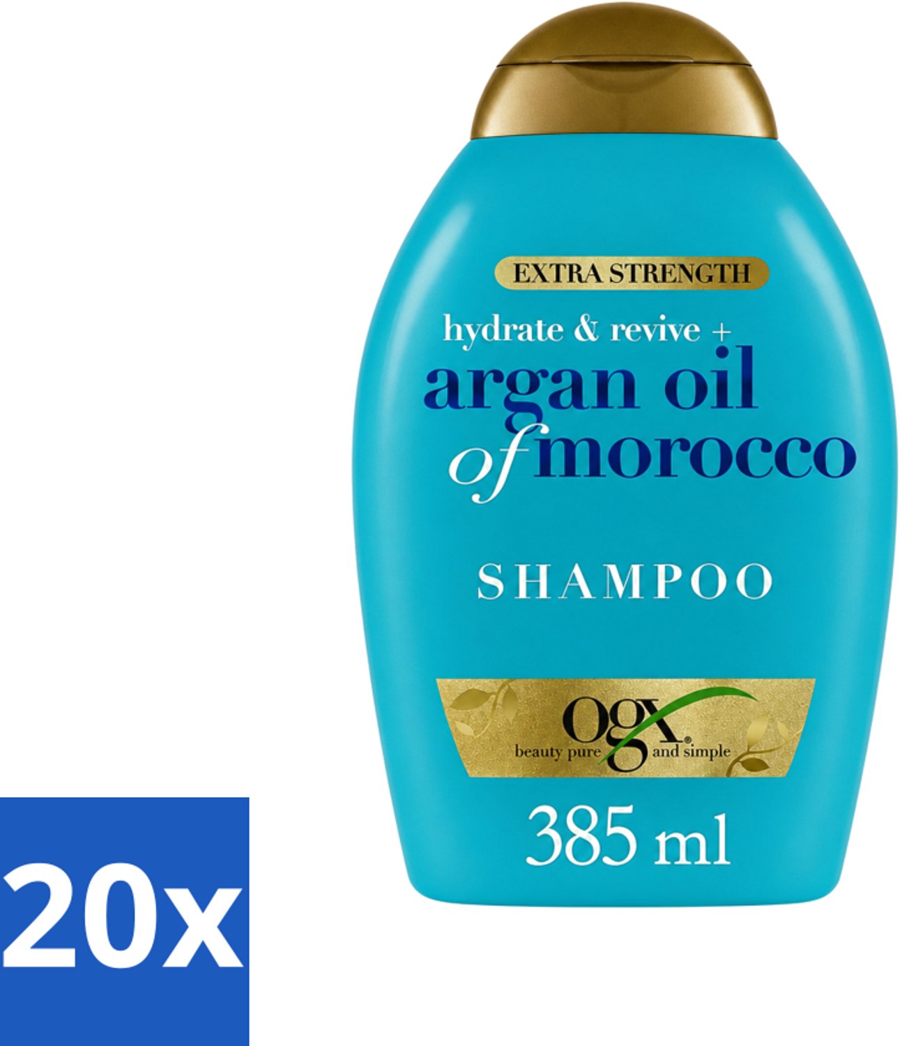 20 x OGX - Argan Oil of Morocco - Shampoo - Extra Sterk - Hydrate & Revive - 385 ml - Voordeelverpakking - 20 stuks