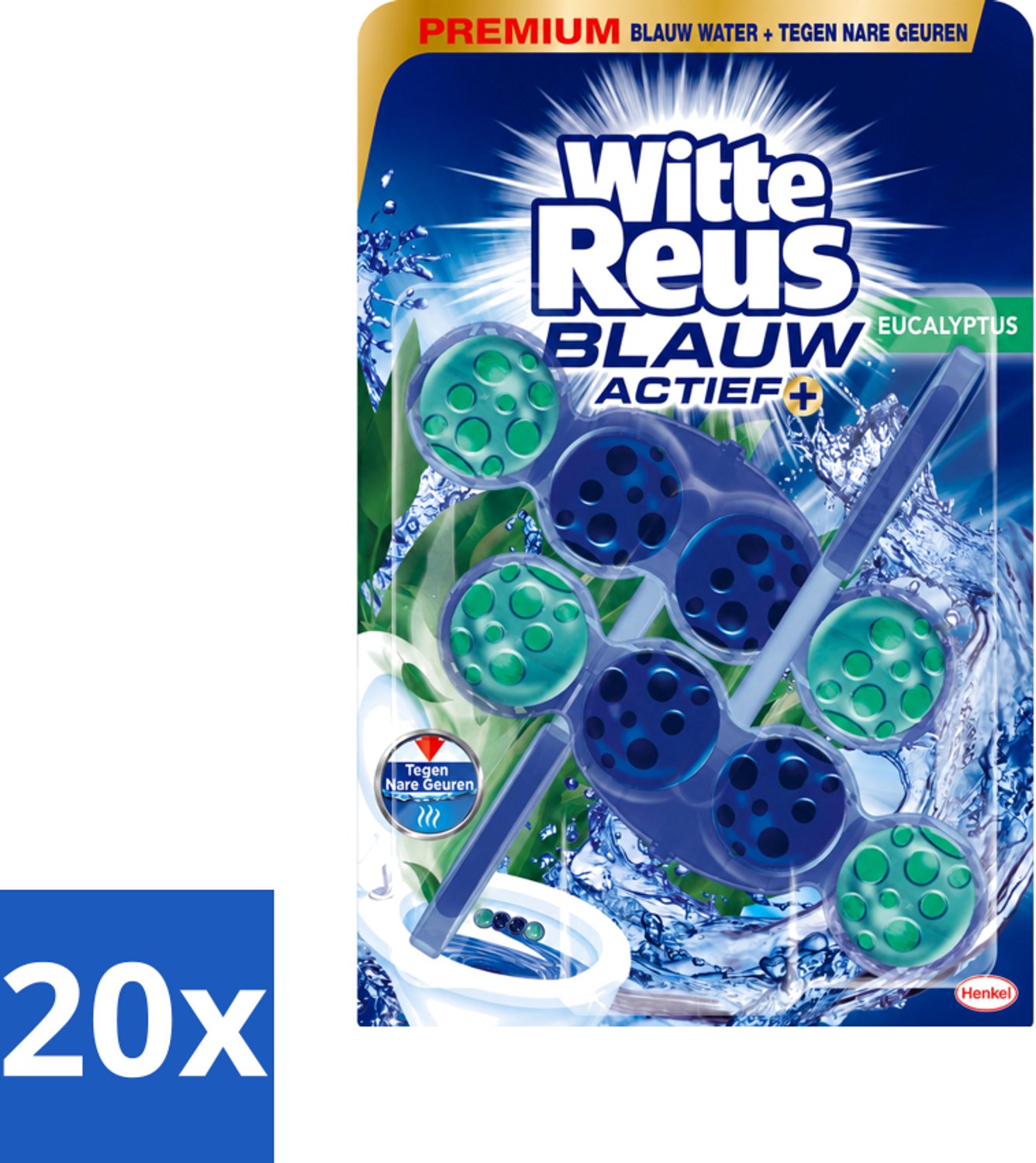 20 x Witte Reus - Toiletblok - Blauw Actief Eucalyptus - 2 Toiletblokken - Voordeelverpakking - 20 stuks