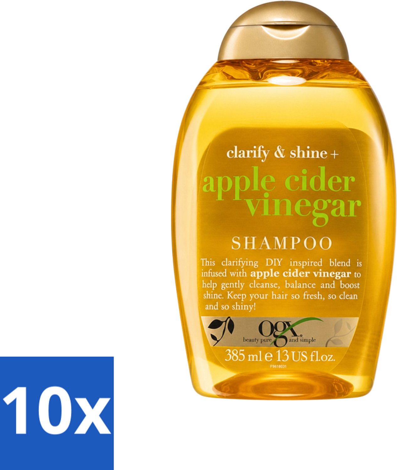 10 x OGX - Apple Cider Vinegar - Shampoo - Clarify + Shine - 385 ml - Voordeelverpakking - 10 stuks