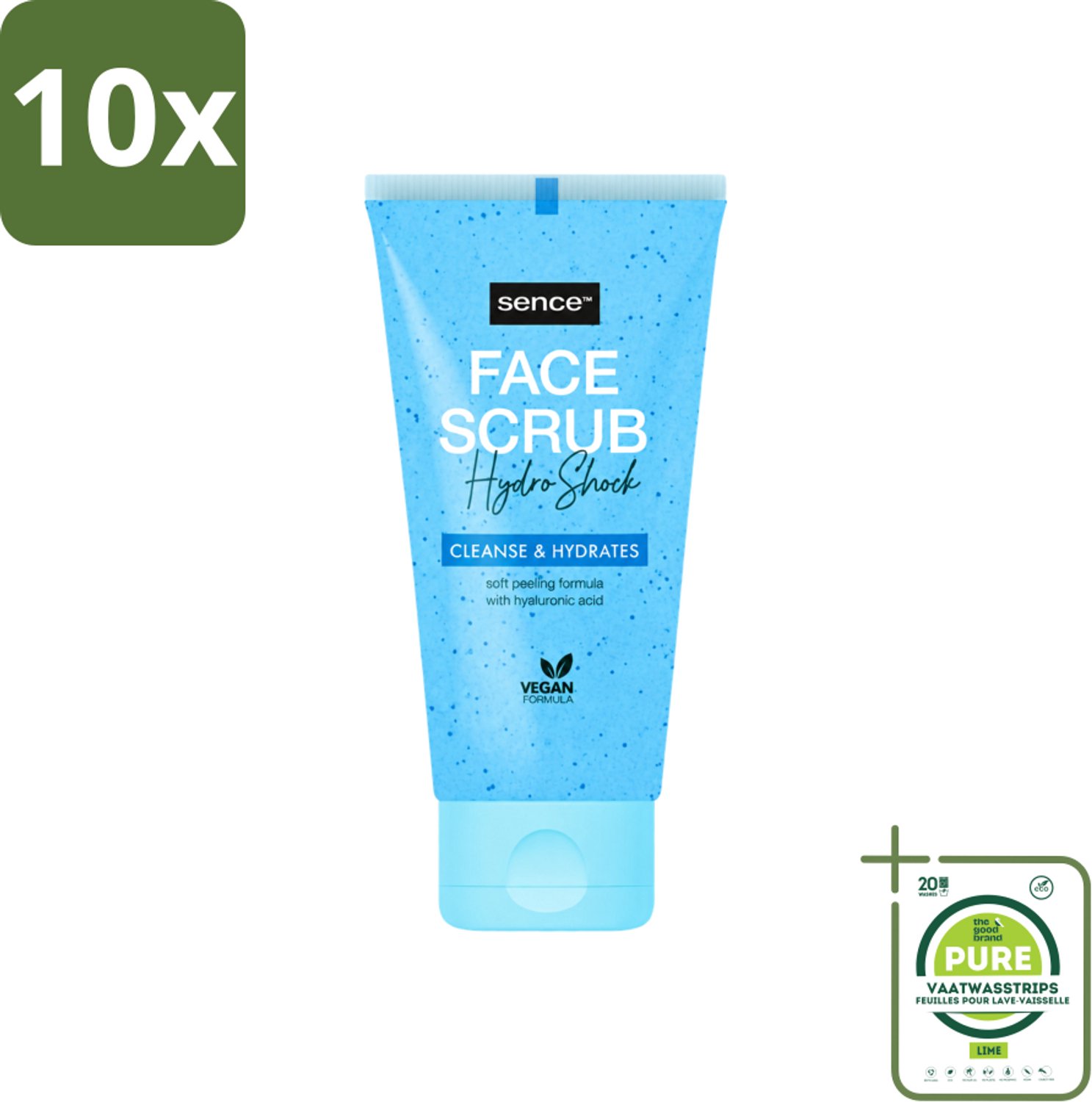 10 x Sence - Alle Huidtypes - Gezichtsscrub - Exfoliërend - 150 ml - Grootverpakking - Vaatwasstrips - Gezichtsscrub - Exfoliëren - Huidverzorging - Huidscrub - Huidverzorging Voor Alle Huidtypes