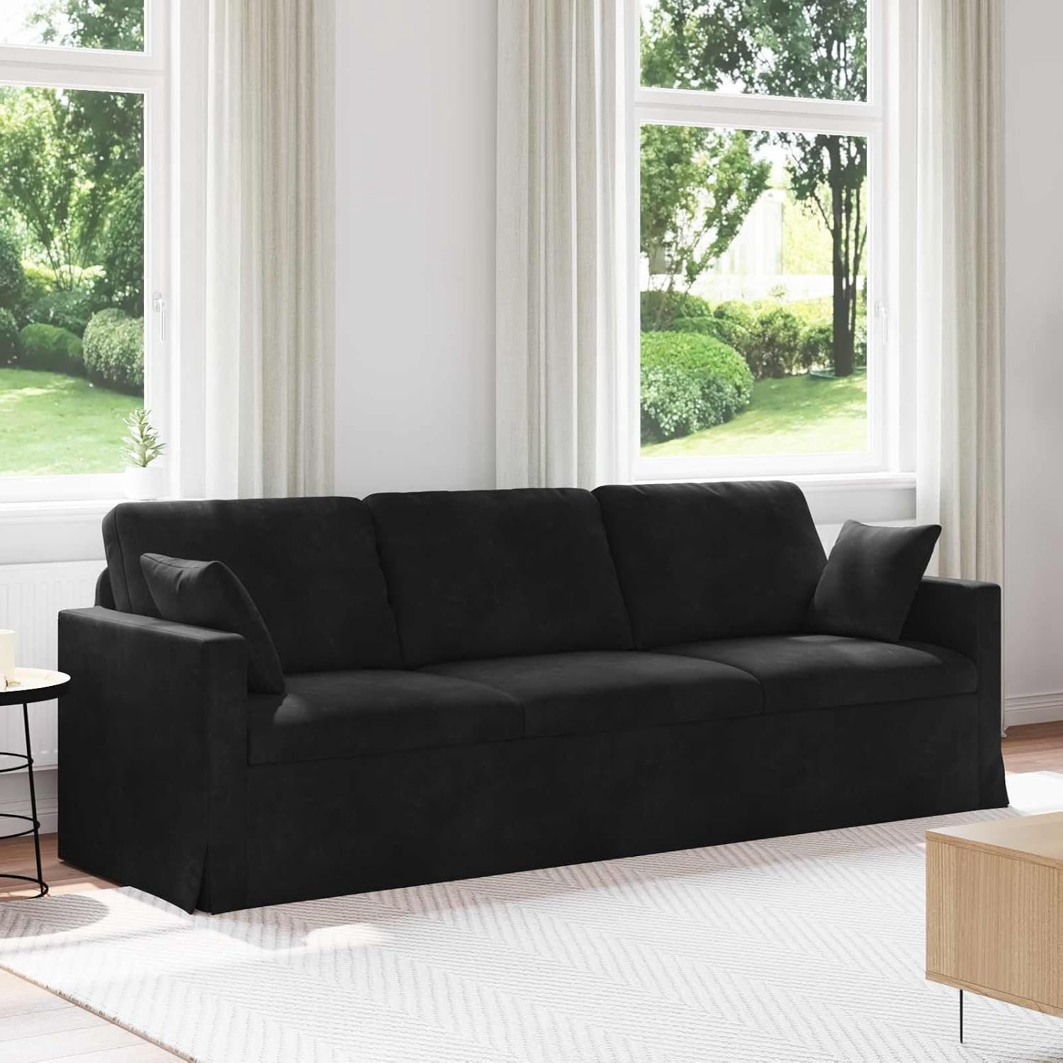 Bank, modulaire woonkamerbank, zwart, 228 x 78 x 80 cm