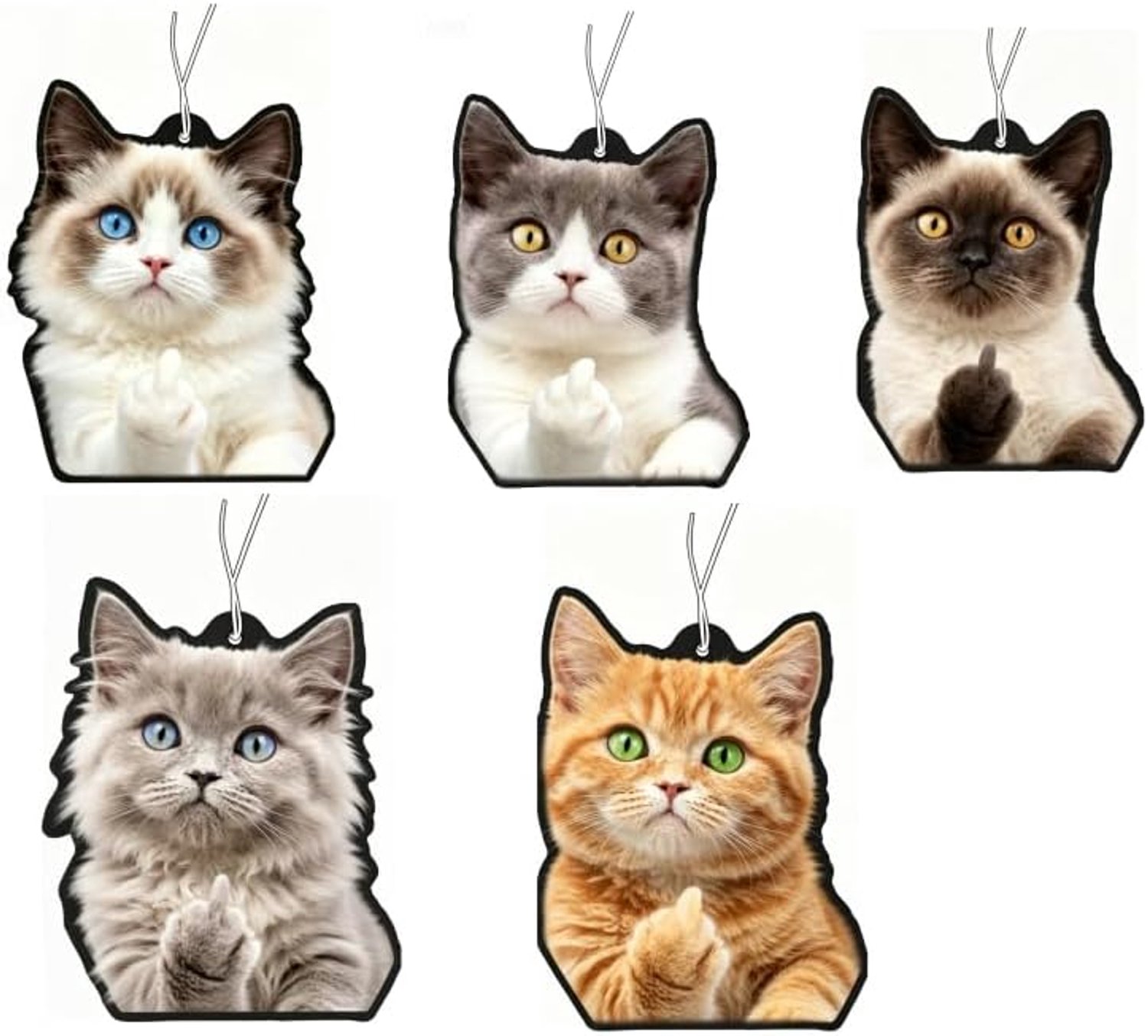 5 x geurhangers auto, geurbomen auto, katten grappige geurdispenser