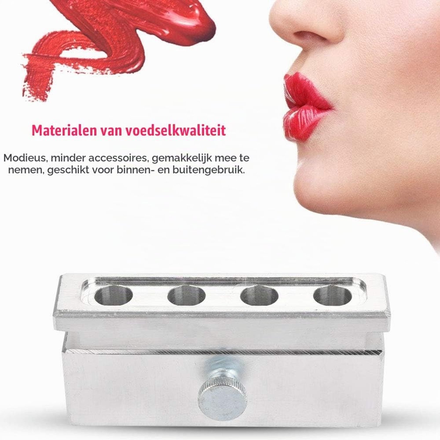 DIY Lipstick Mould Set voor het Maken van Lipstick en Lipbalsem, 4 Caviteiten Aluminium Vorm voor Creatieve Cosmetica