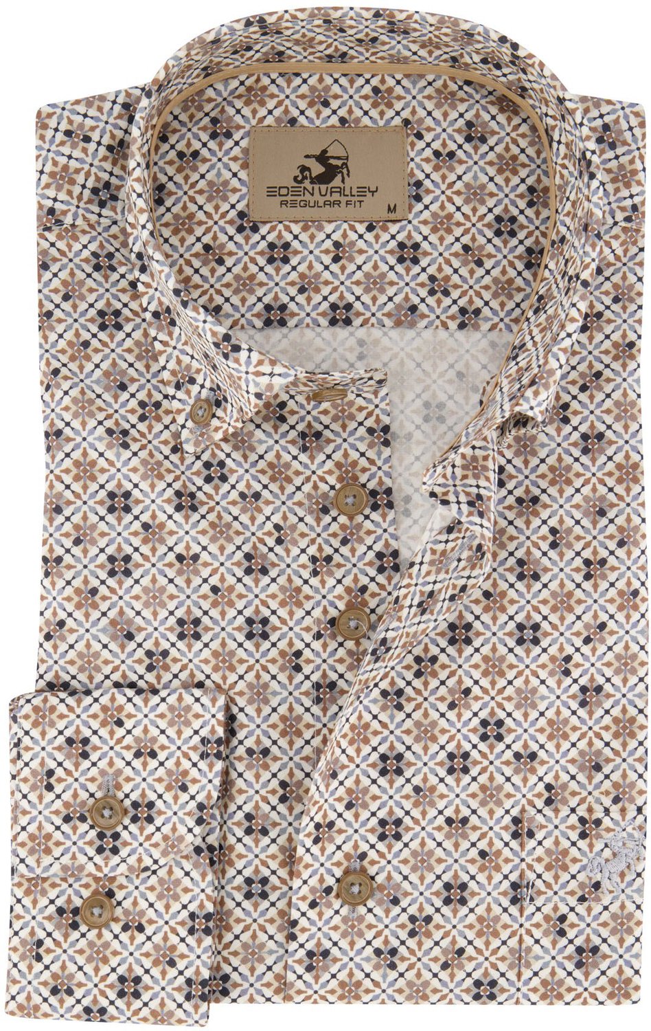 Overhemd Eden Valley beige met print
