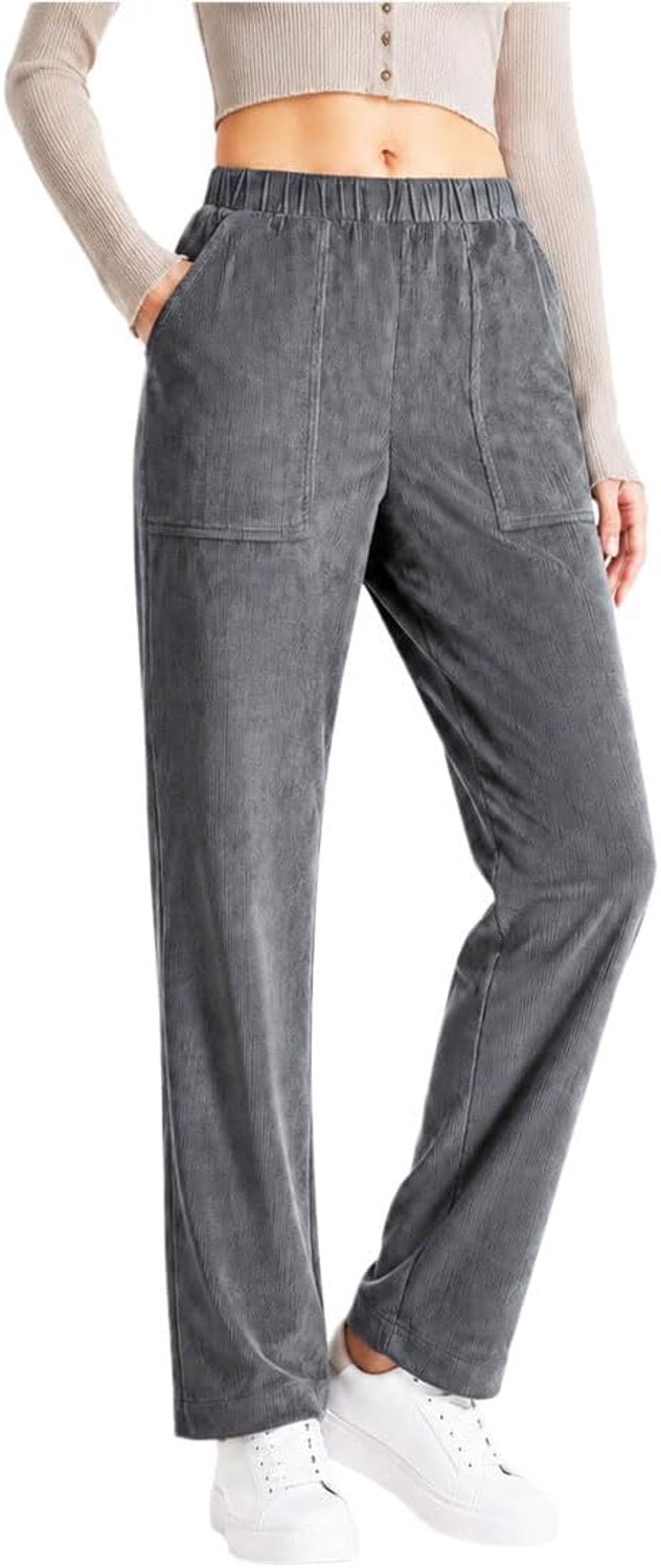 Broek voor dames, rechte pijpen, lang, winter, hoge taille