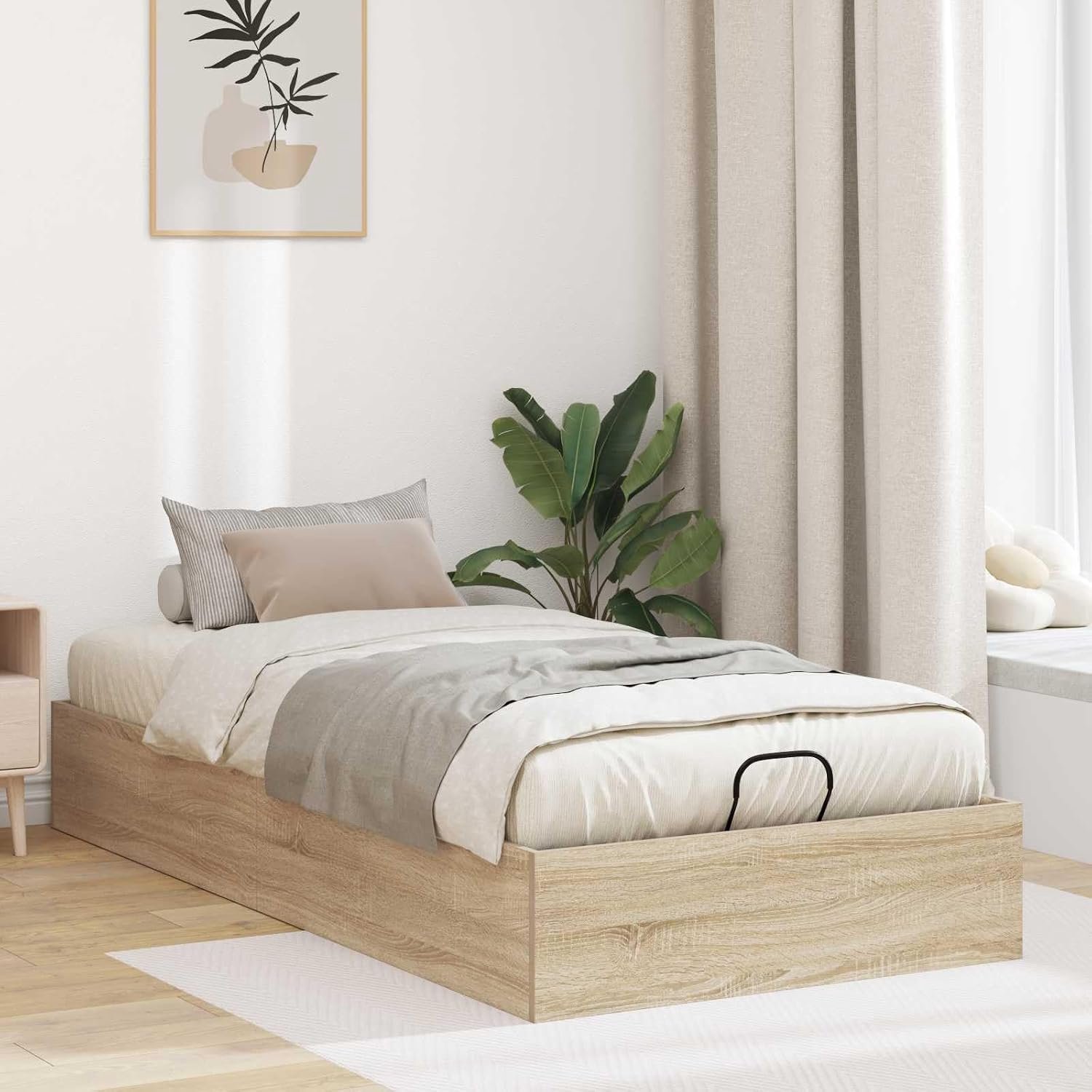 Hout Modern Opklapbed Gaslift Sonoma eiken 75 x 190 cm