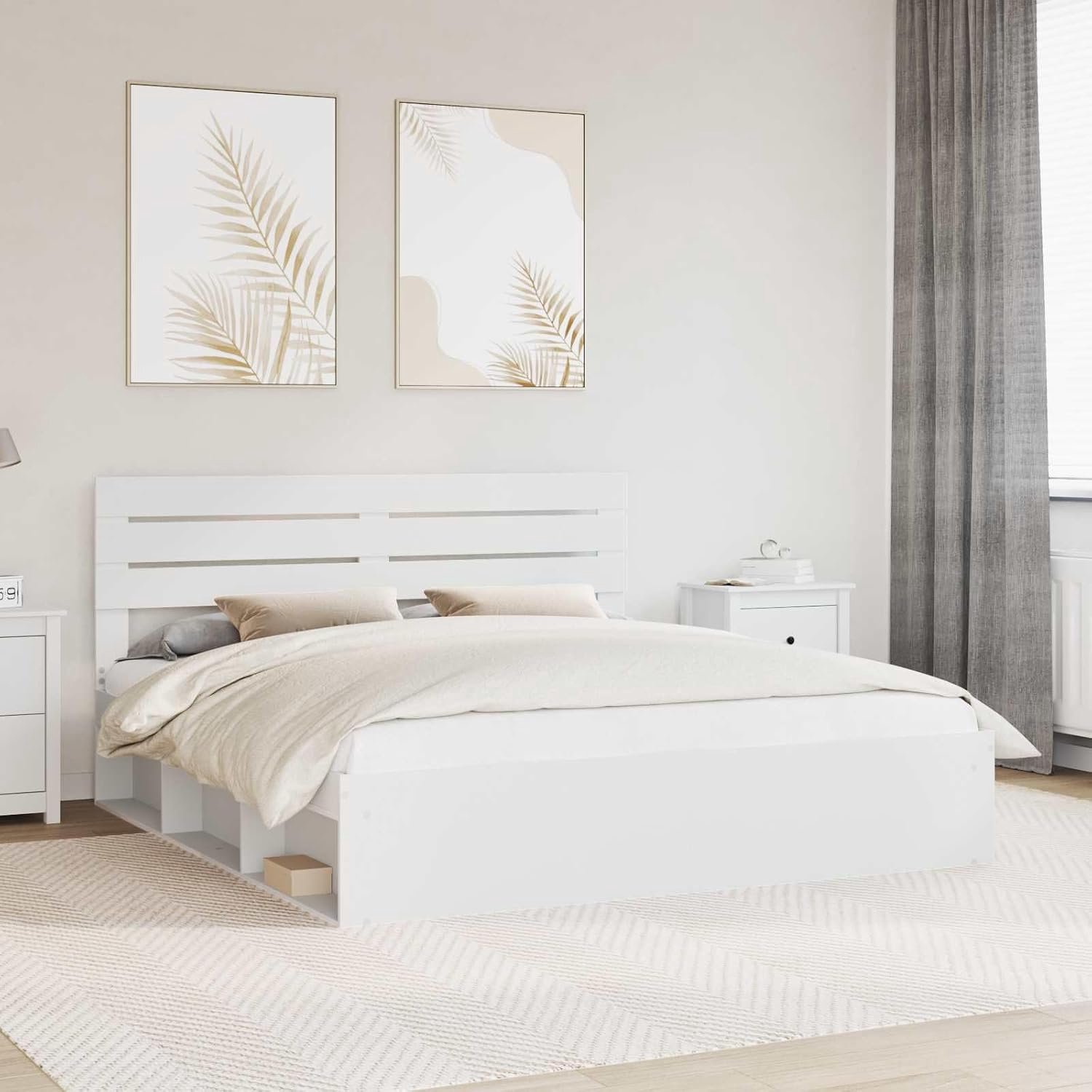 Grenenhout modern minimalistisch bedframe Wit 180 x 200 cm