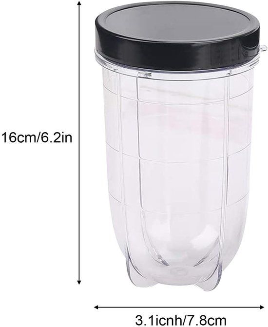 Beker Vervangend 3 Stuks - 16 oz - Met Deksel - Compatibel met Magic Bullet - Blender - Juicer - Mixbeker — afbeelding 3